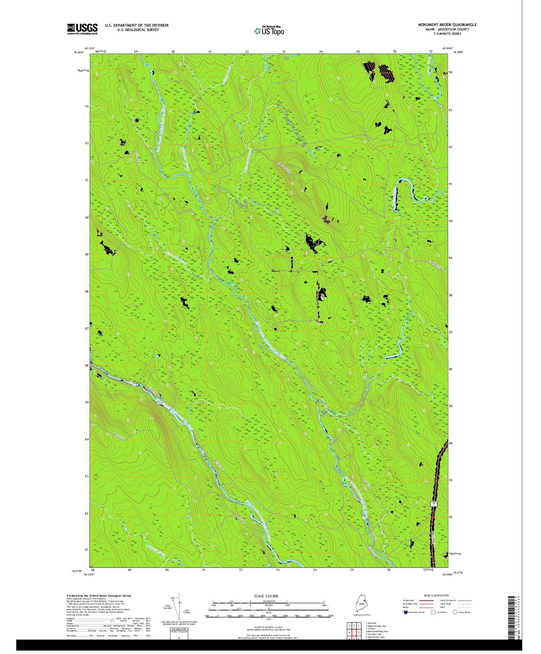 USGS US TOPO 7.5-MINUTE MAP FOR MONUMENT BROOK, ME 2018