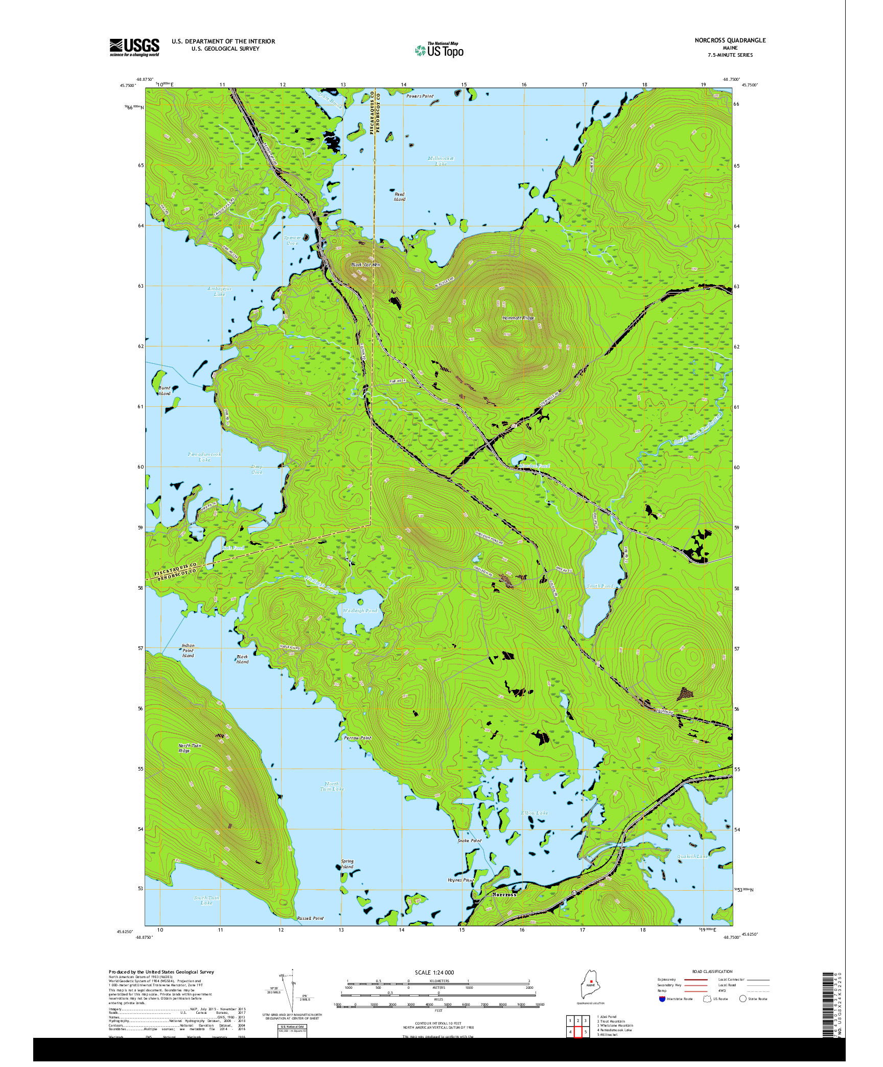 USGS US TOPO 7.5-MINUTE MAP FOR NORCROSS, ME 2018