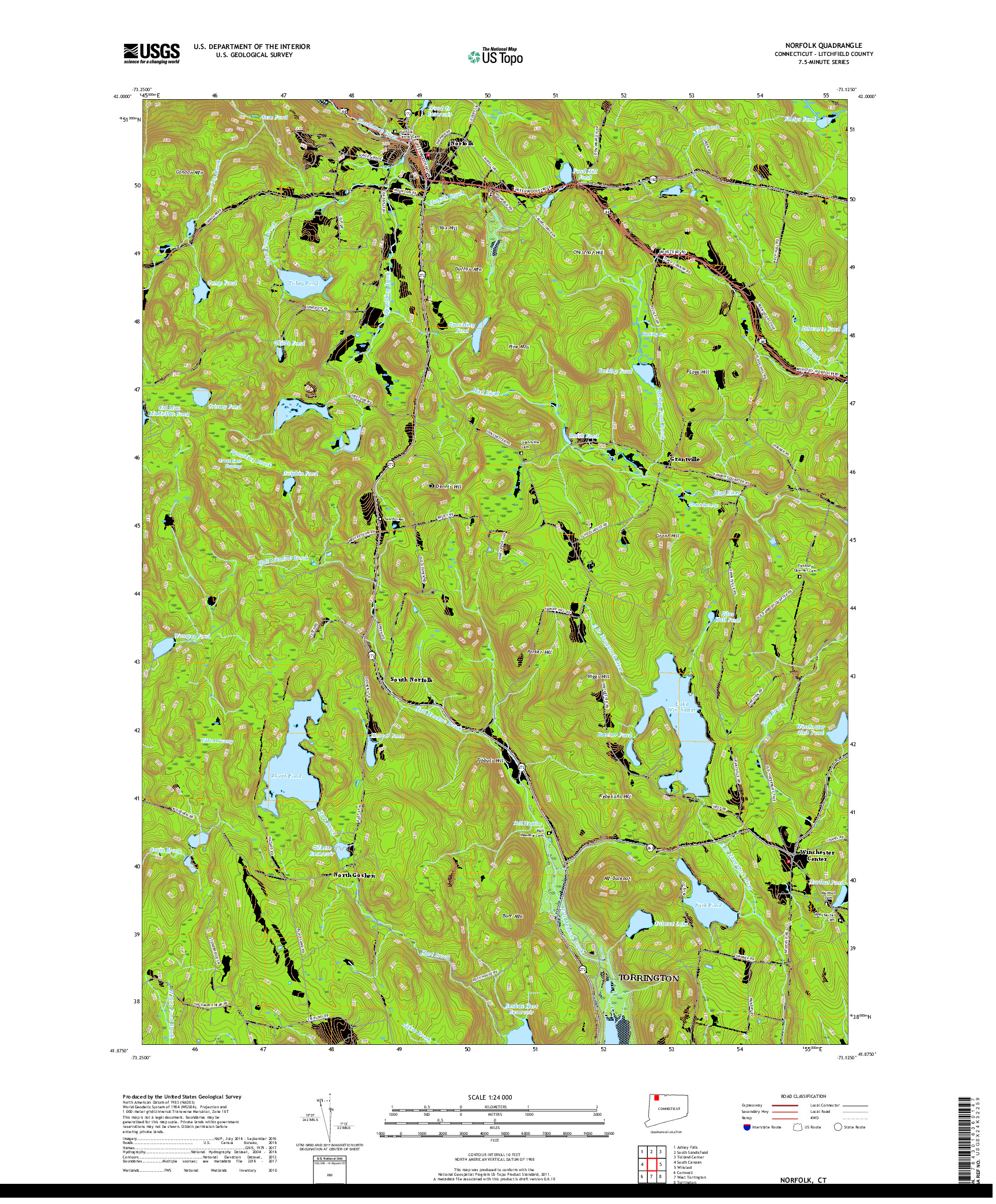 USGS US TOPO 7.5-MINUTE MAP FOR NORFOLK, CT 2018