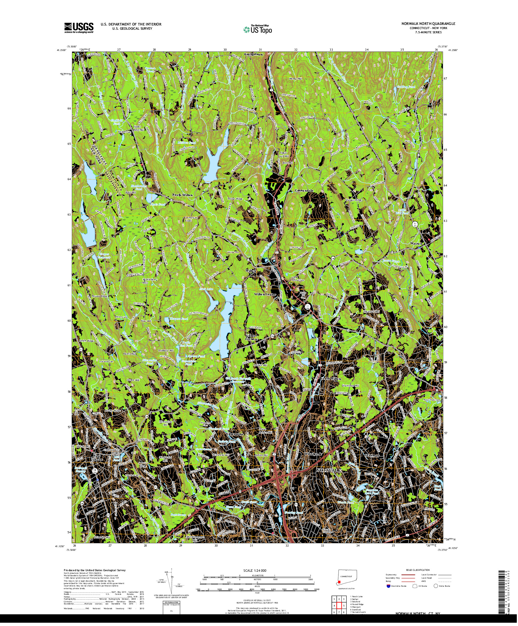 USGS US TOPO 7.5-MINUTE MAP FOR NORWALK NORTH, CT,NY 2018