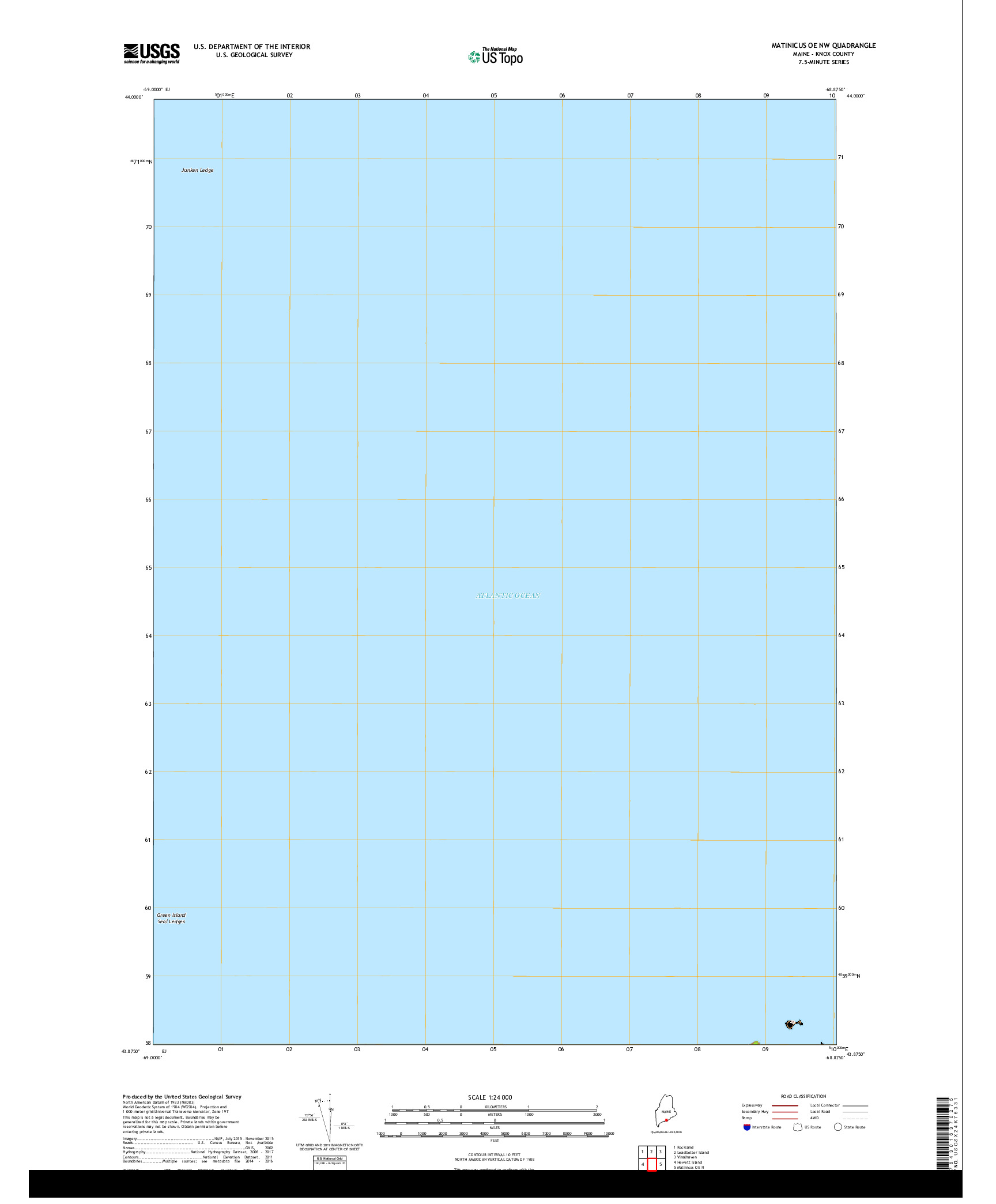 USGS US TOPO 7.5-MINUTE MAP FOR MATINICUS OE NW, ME 2018