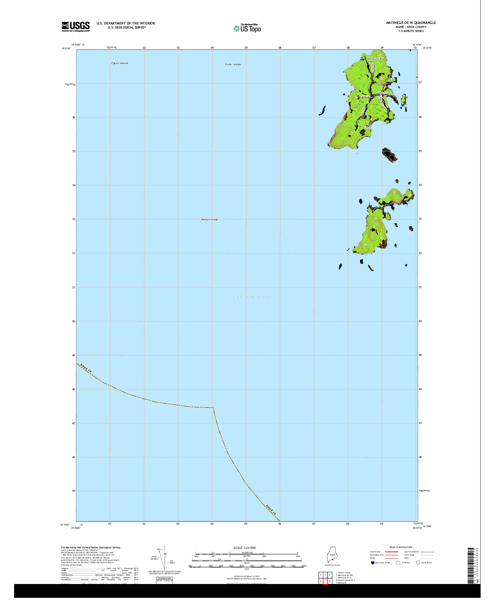 USGS US TOPO 7.5-MINUTE MAP FOR MATINICUS OE W, ME 2018