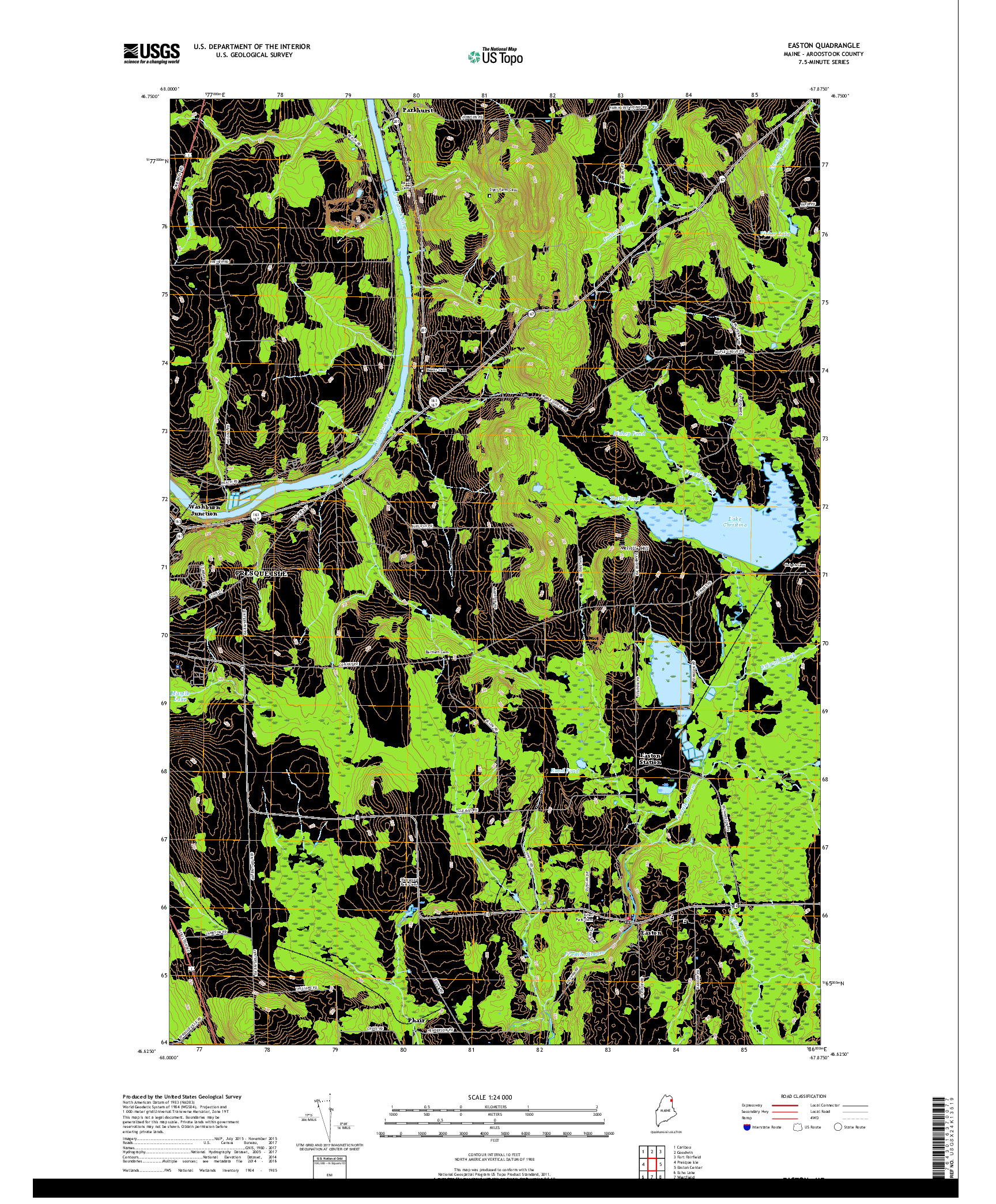 USGS US TOPO 7.5-MINUTE MAP FOR EASTON, ME 2018