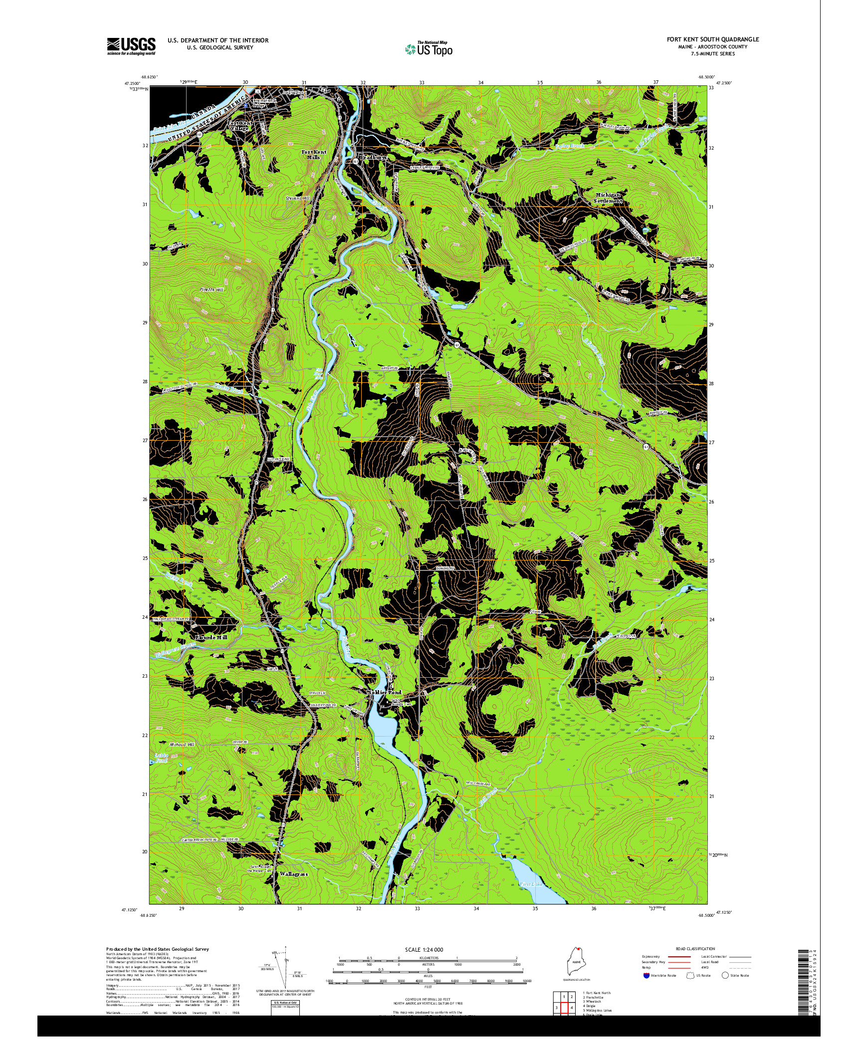 USGS US TOPO 7.5-MINUTE MAP FOR FORT KENT SOUTH, ME 2018