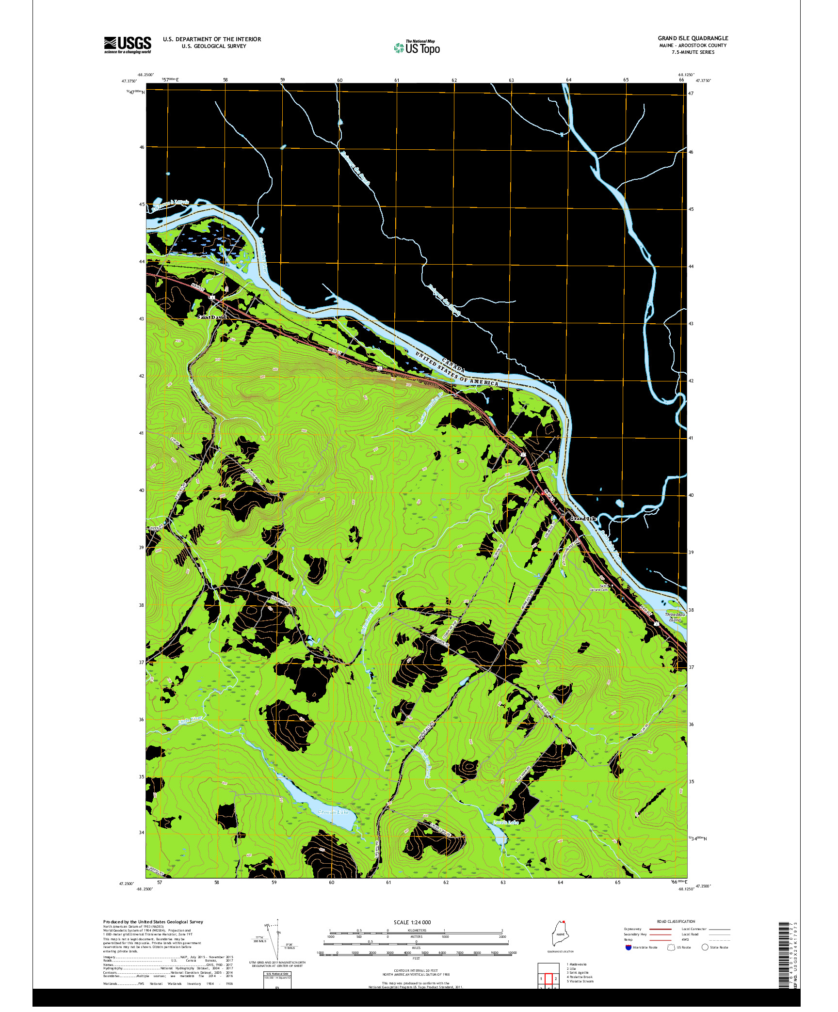 USGS US TOPO 7.5-MINUTE MAP FOR GRAND ISLE, ME,NB 2018