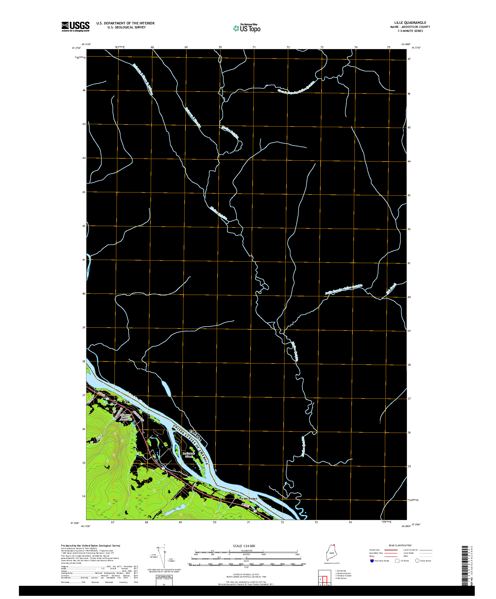 USGS US TOPO 7.5-MINUTE MAP FOR LILLE, ME,NB 2018