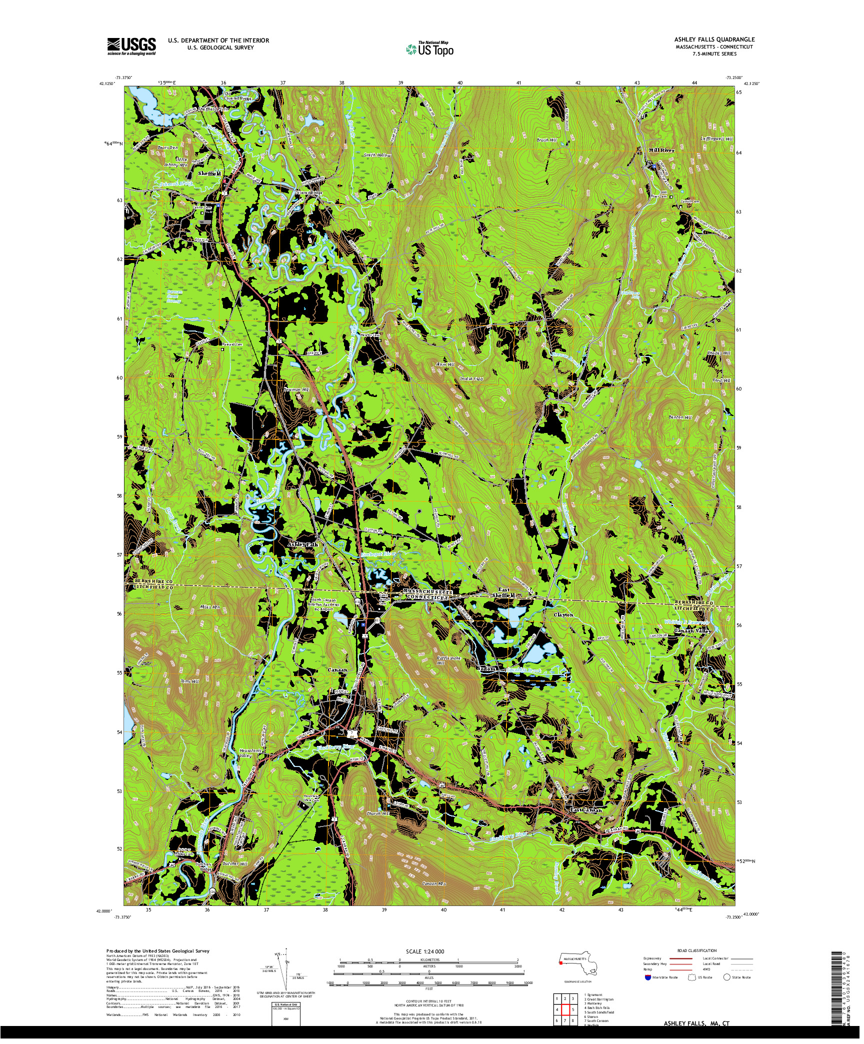 USGS US TOPO 7.5-MINUTE MAP FOR ASHLEY FALLS, MA,CT 2018