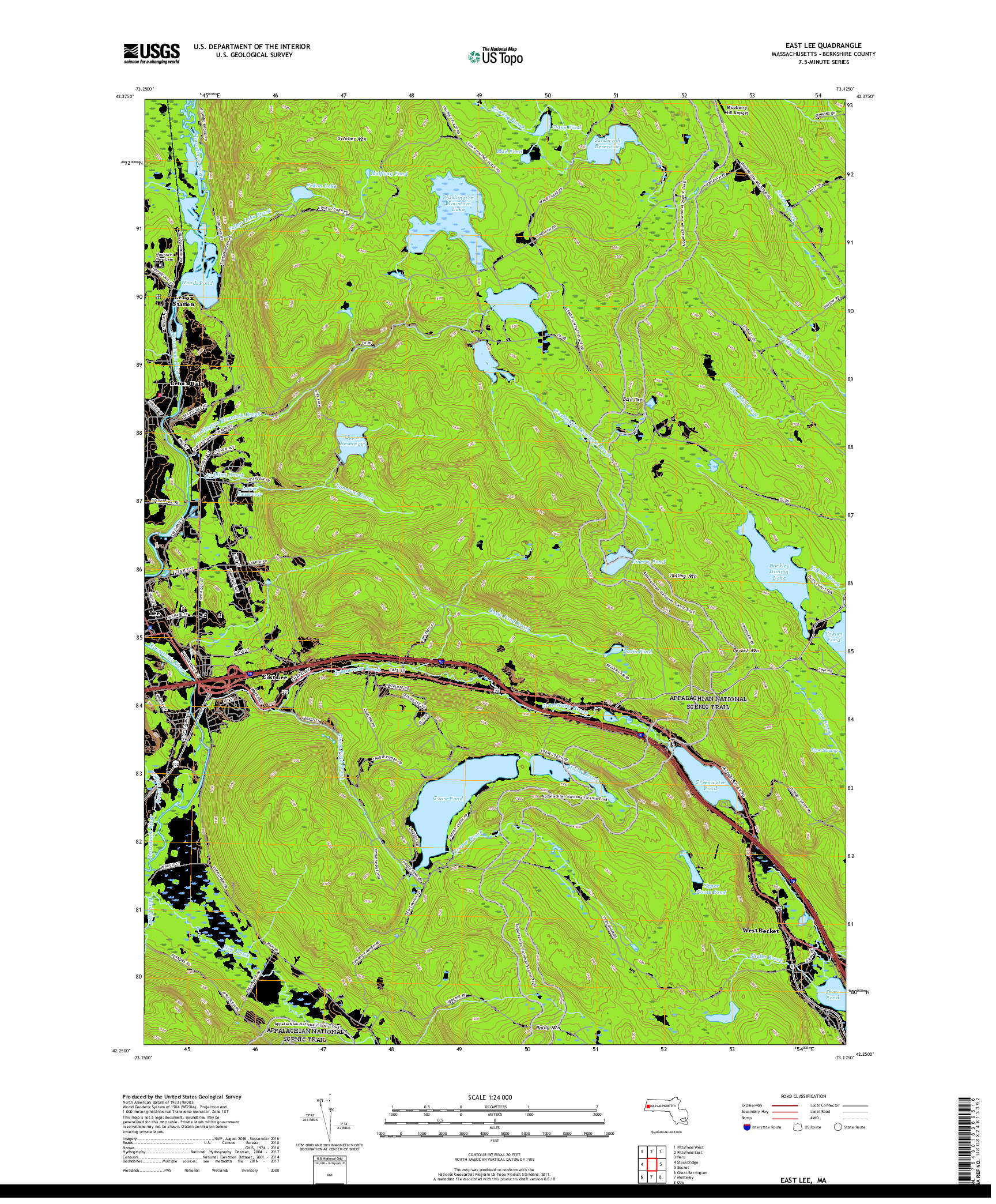 USGS US TOPO 7.5-MINUTE MAP FOR EAST LEE, MA 2018