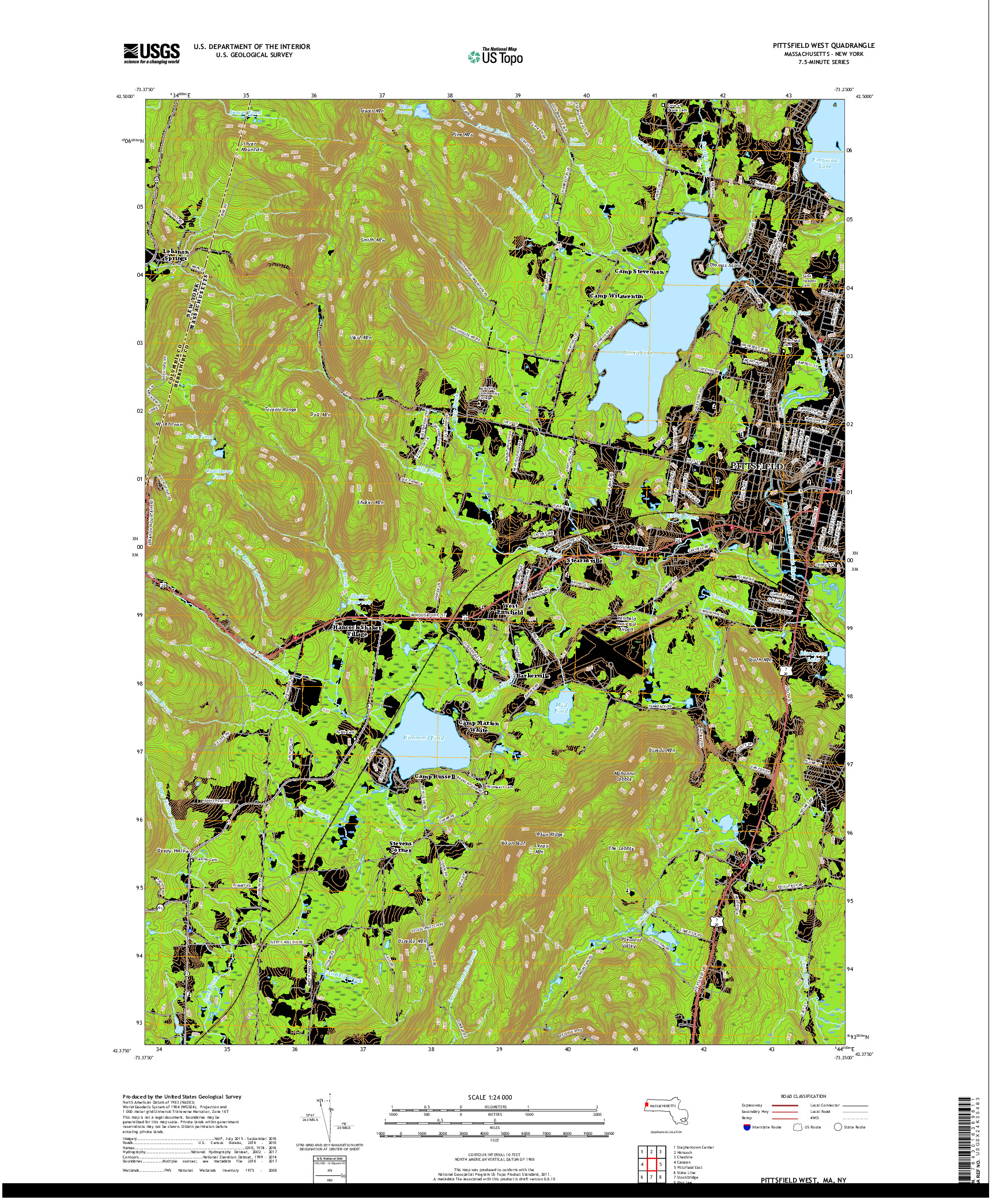 USGS US TOPO 7.5-MINUTE MAP FOR PITTSFIELD WEST, MA,NY 2018