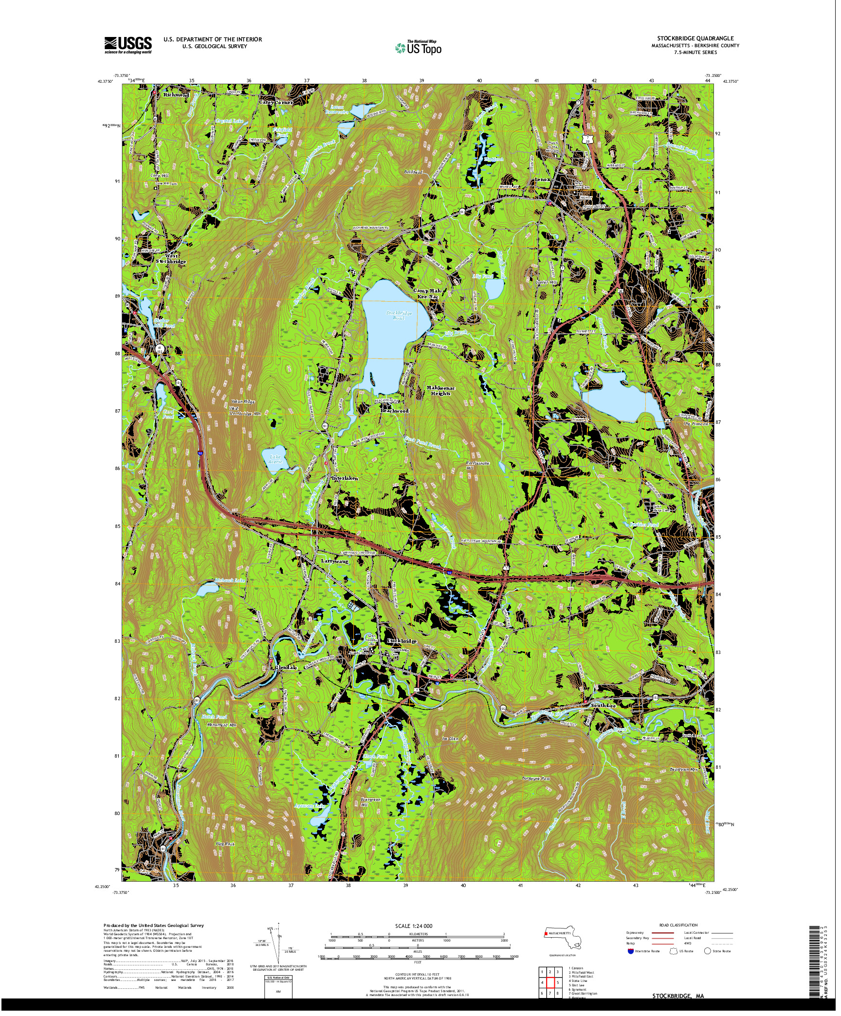 USGS US TOPO 7.5-MINUTE MAP FOR STOCKBRIDGE, MA 2018