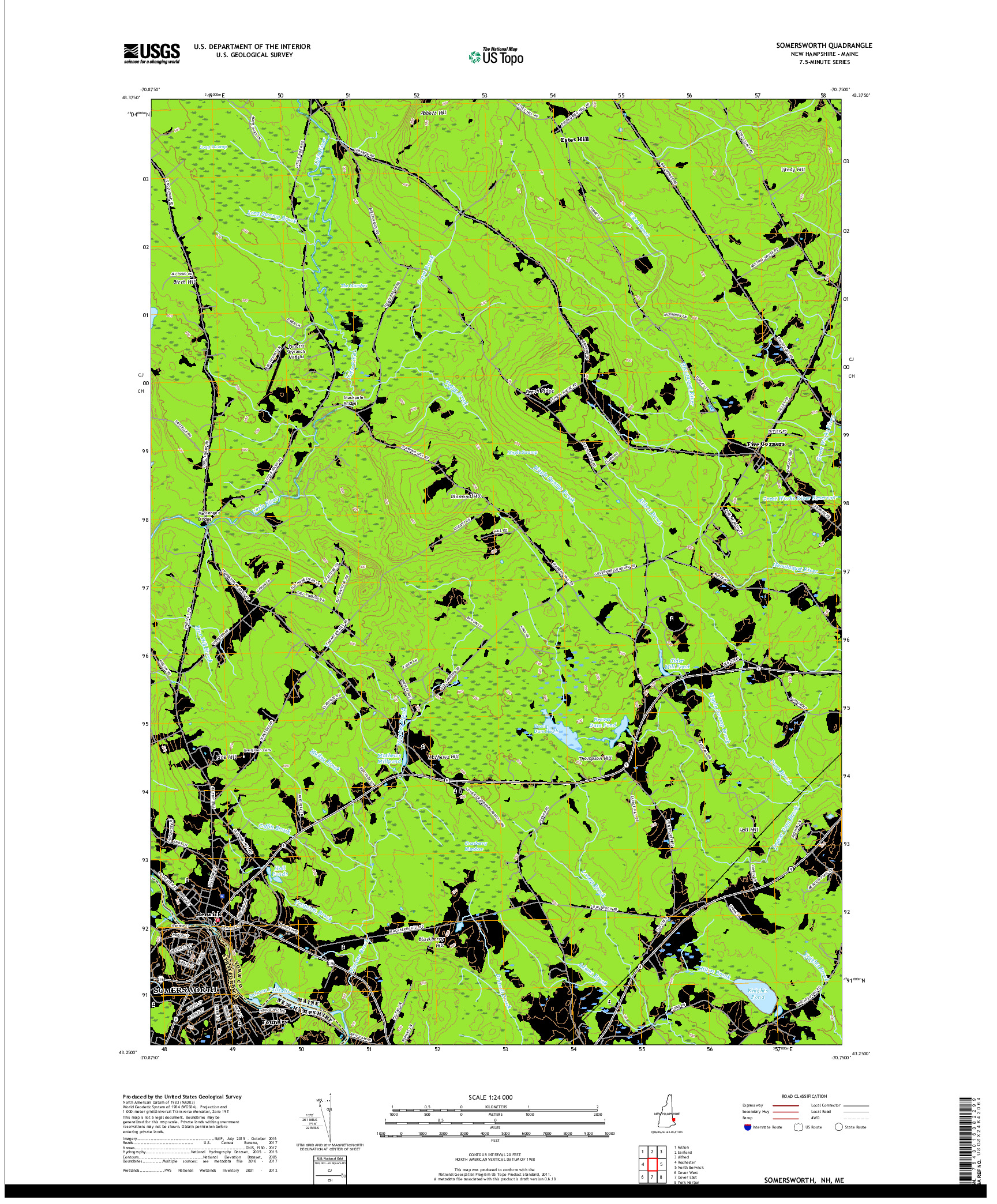 USGS US TOPO 7.5-MINUTE MAP FOR SOMERSWORTH, NH,ME 2018