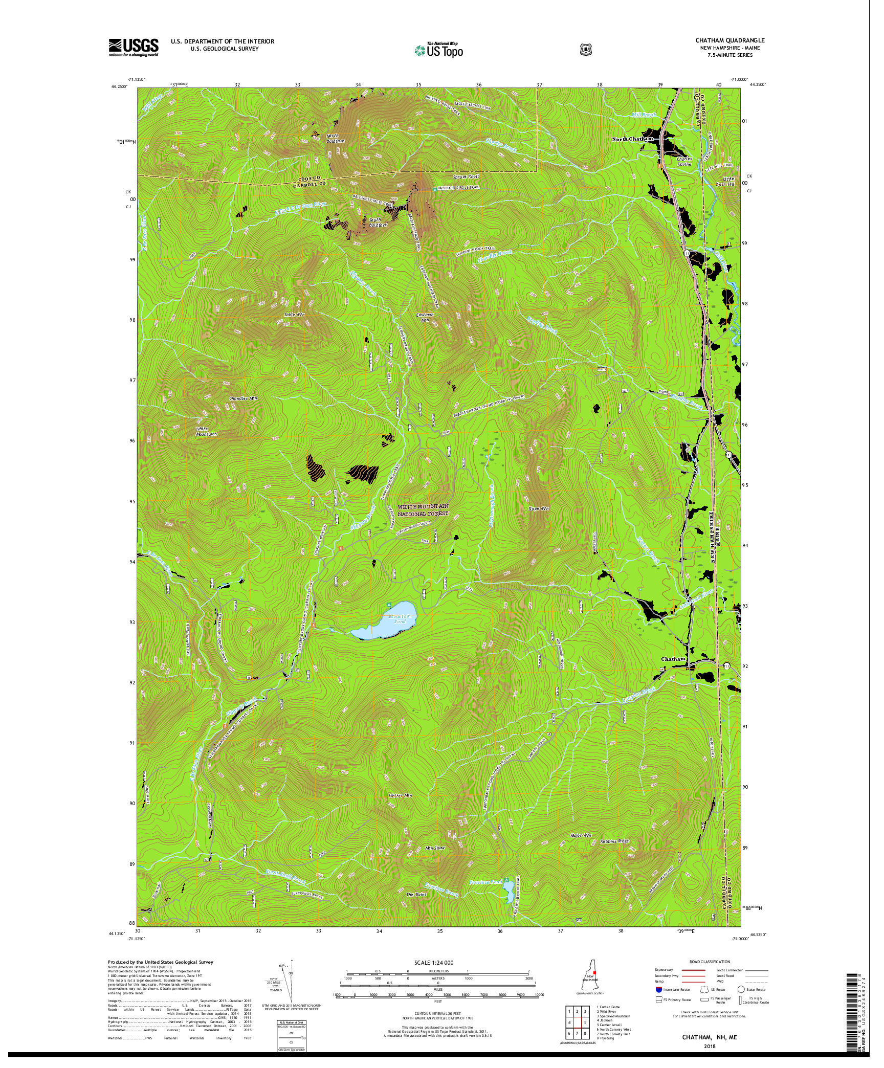 USGS US TOPO 7.5-MINUTE MAP FOR CHATHAM, NH,ME 2018