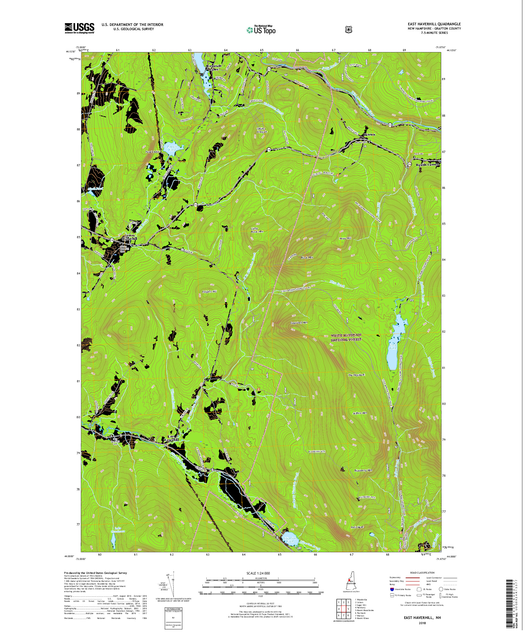 USGS US TOPO 7.5-MINUTE MAP FOR EAST HAVERHILL, NH 2018