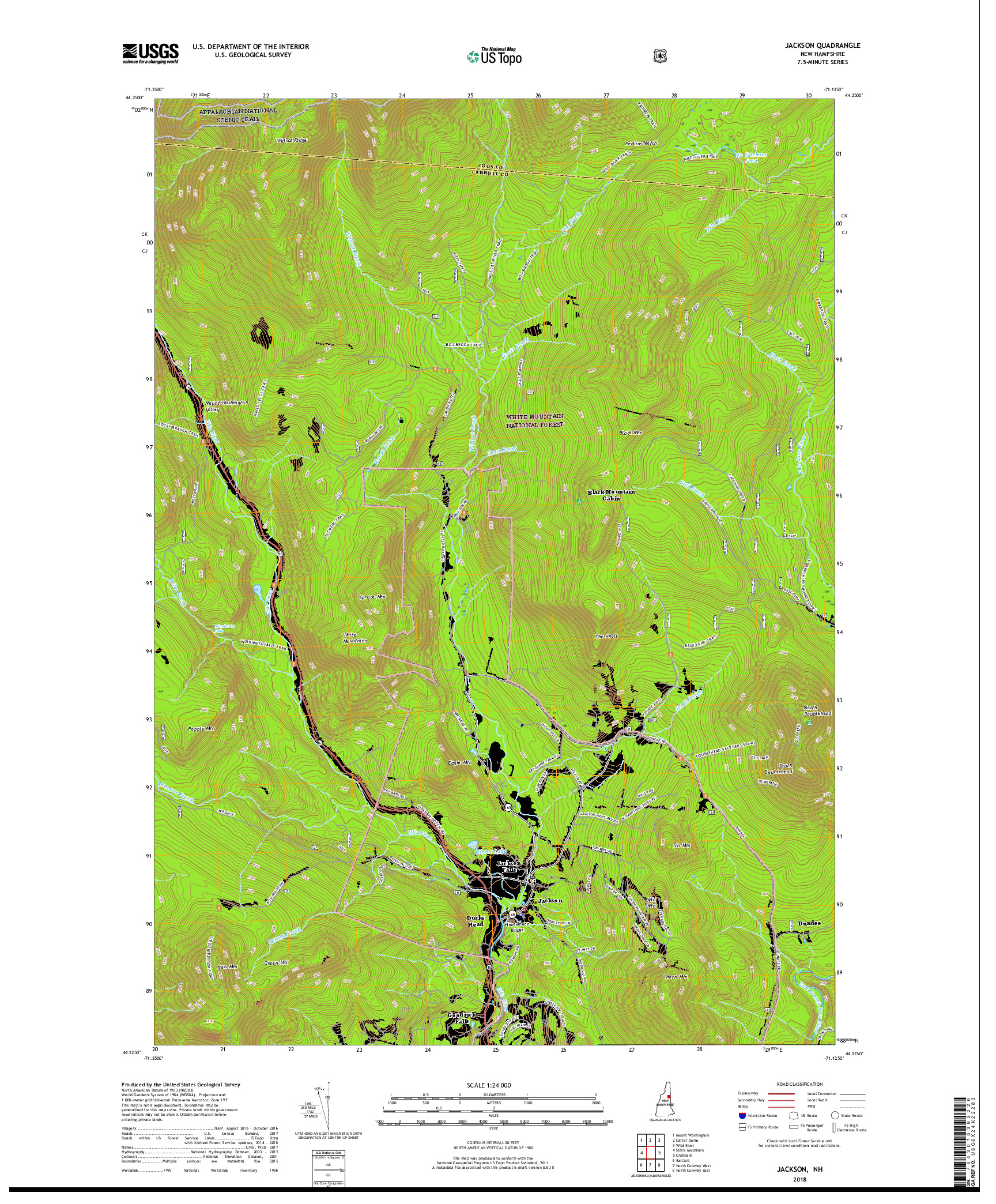 USGS US TOPO 7.5-MINUTE MAP FOR JACKSON, NH 2018
