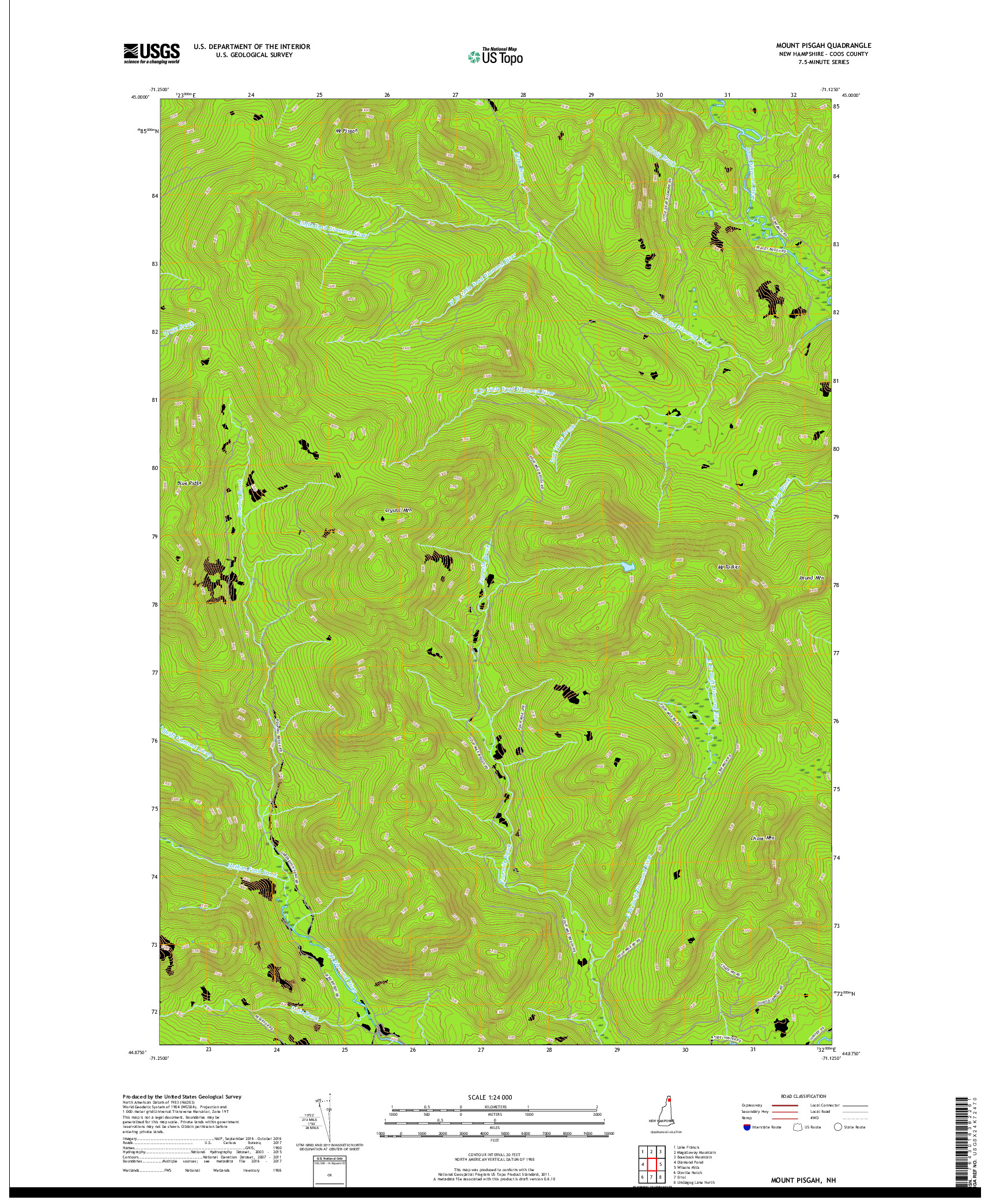 USGS US TOPO 7.5-MINUTE MAP FOR MOUNT PISGAH, NH 2018