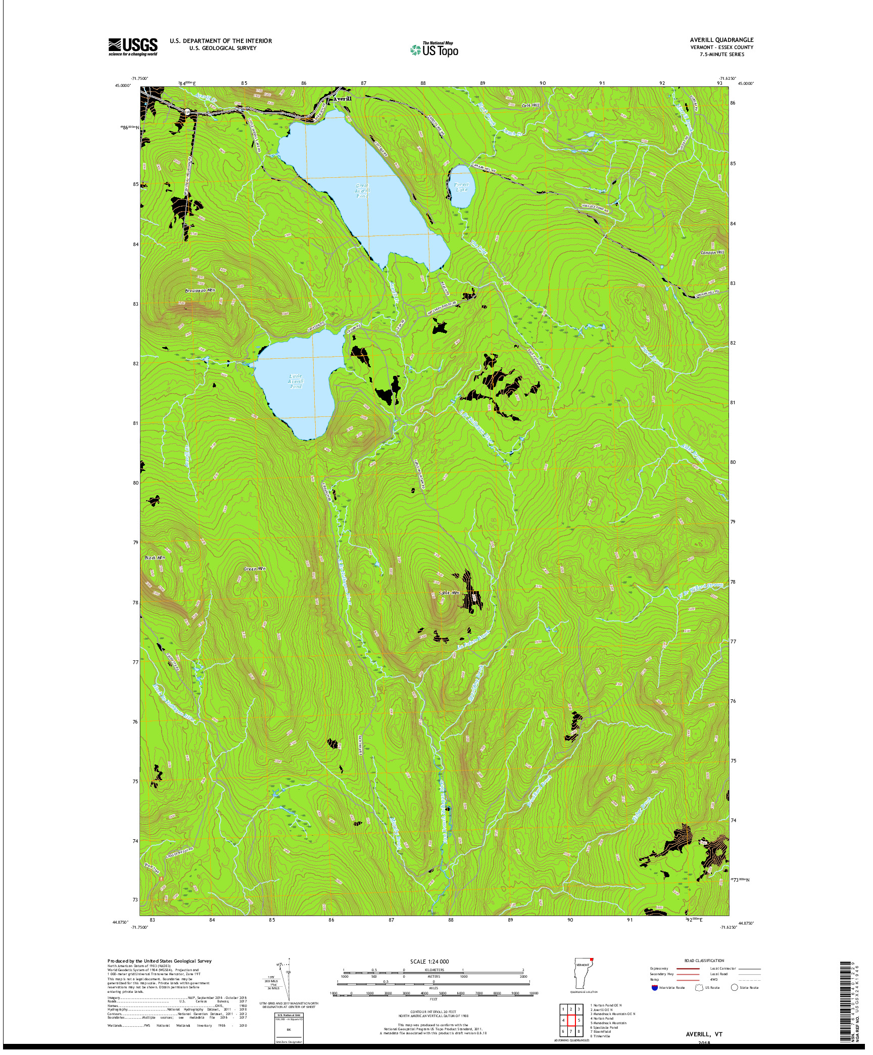 USGS US TOPO 7.5-MINUTE MAP FOR AVERILL, VT 2018