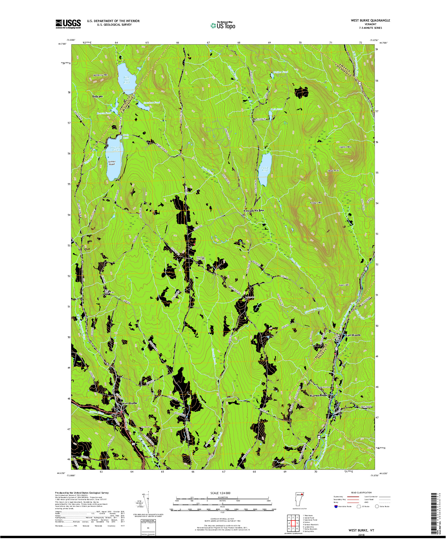 USGS US TOPO 7.5-MINUTE MAP FOR WEST BURKE, VT 2018