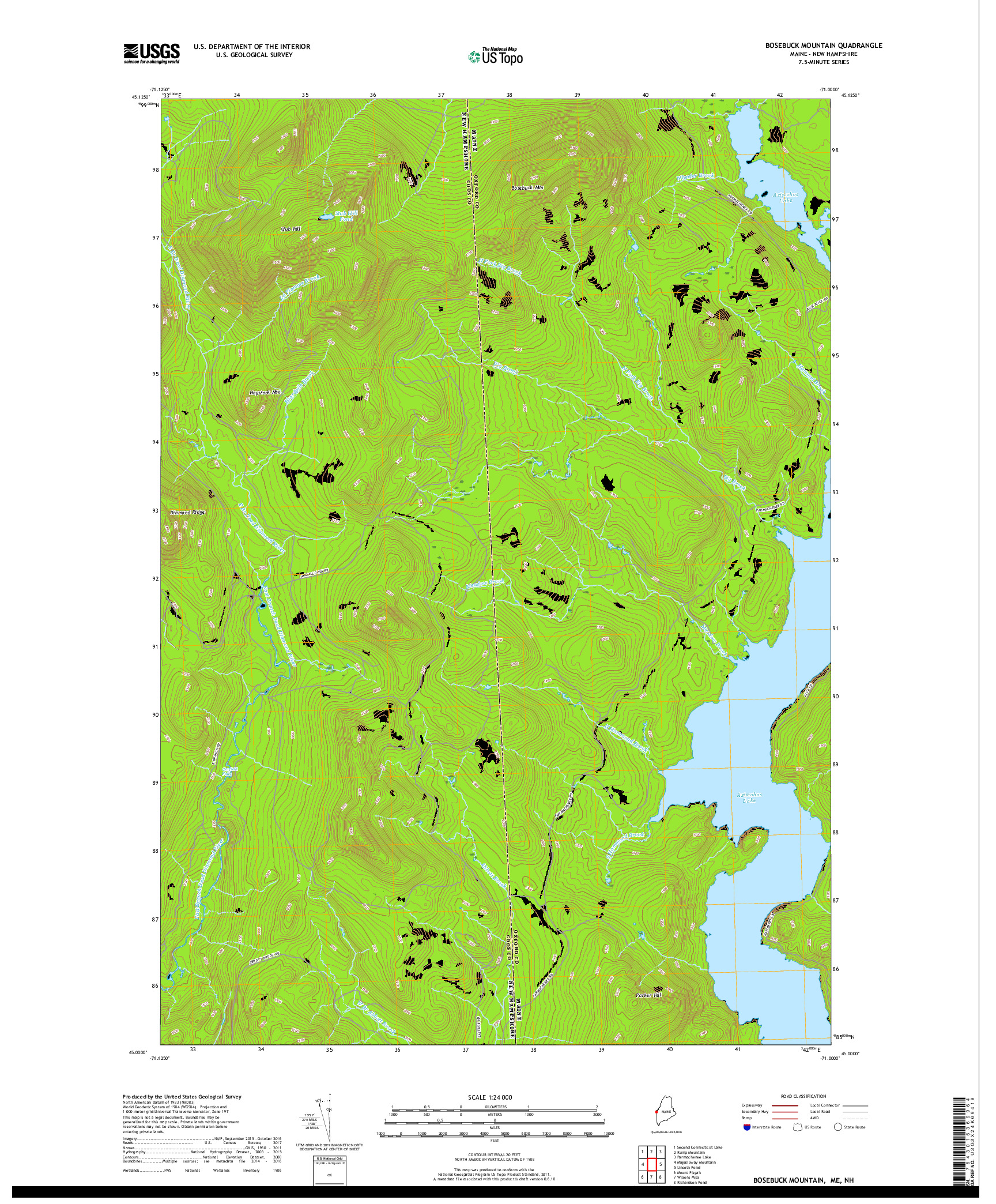 USGS US TOPO 7.5-MINUTE MAP FOR BOSEBUCK MOUNTAIN, ME,NH 2018