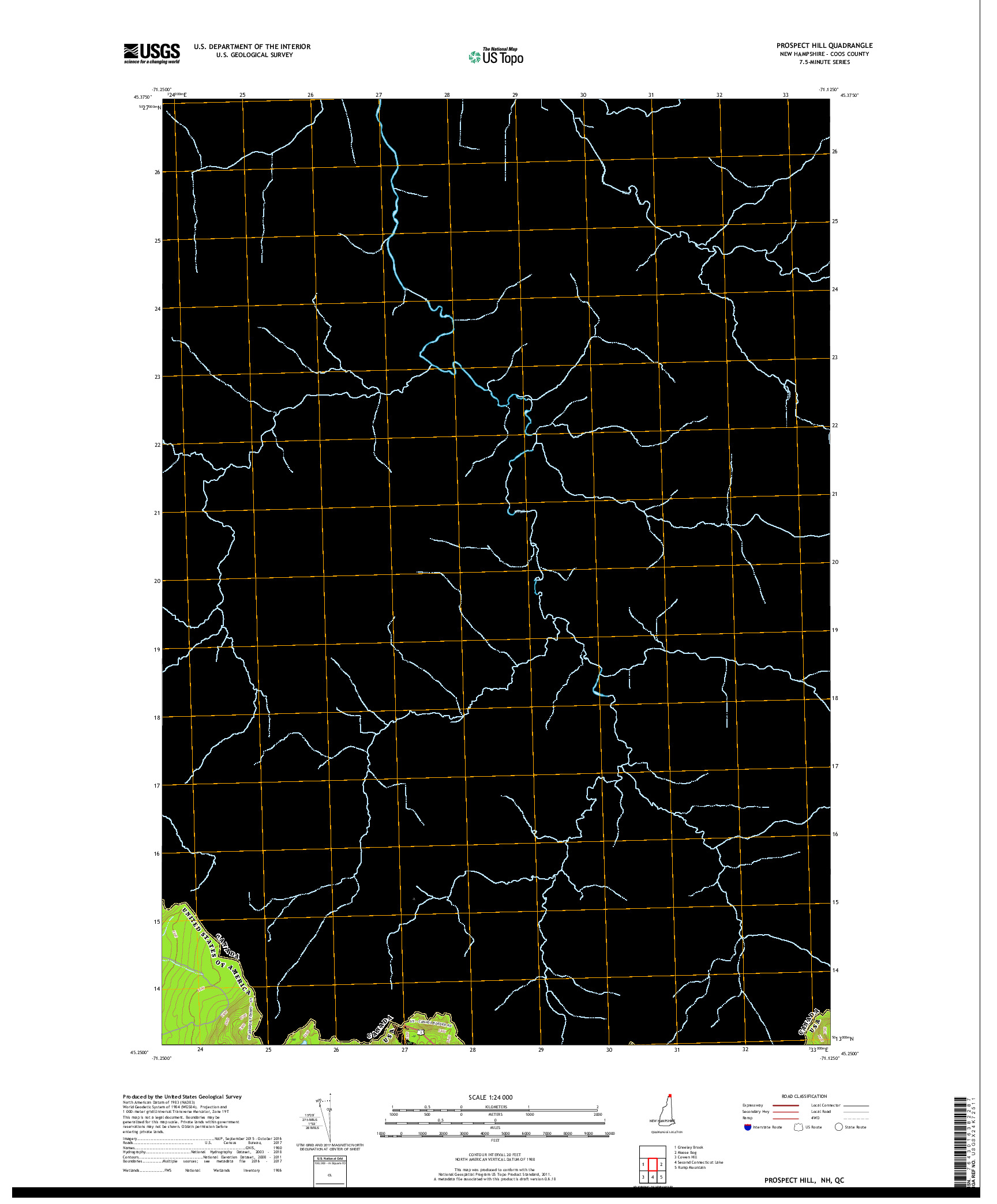 USGS US TOPO 7.5-MINUTE MAP FOR PROSPECT HILL, NH,QC 2018
