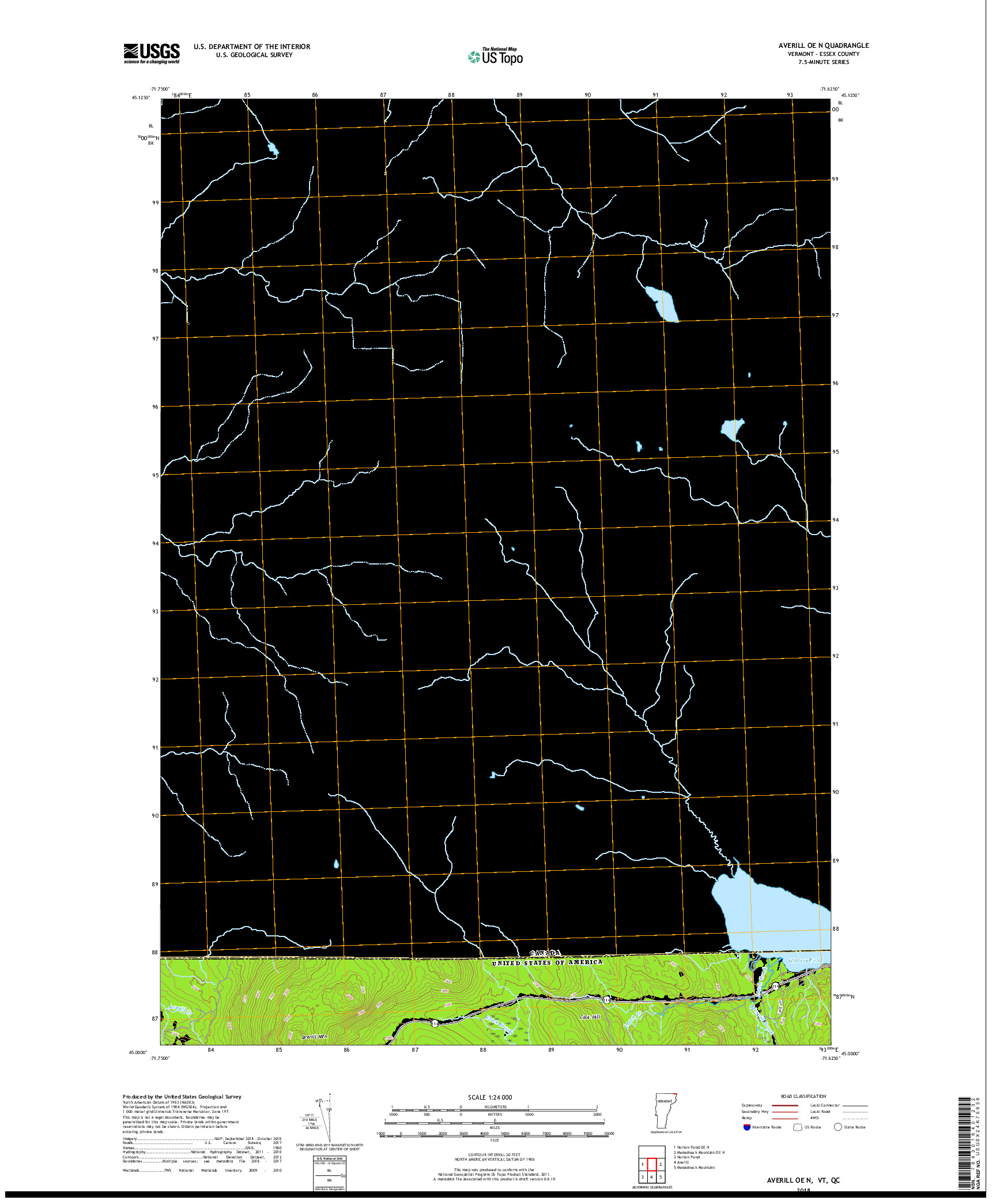 USGS US TOPO 7.5-MINUTE MAP FOR AVERILL OE N, VT,QC 2018