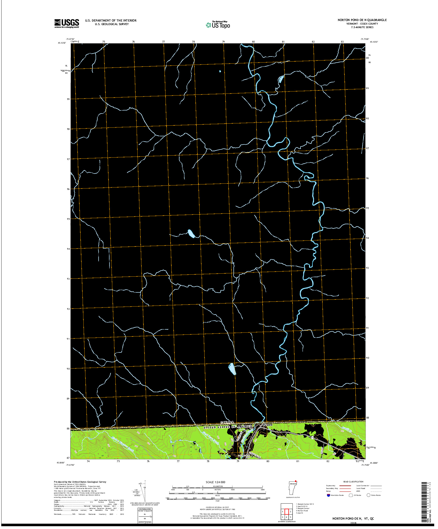 USGS US TOPO 7.5-MINUTE MAP FOR NORTON POND OE N, VT,QC 2018