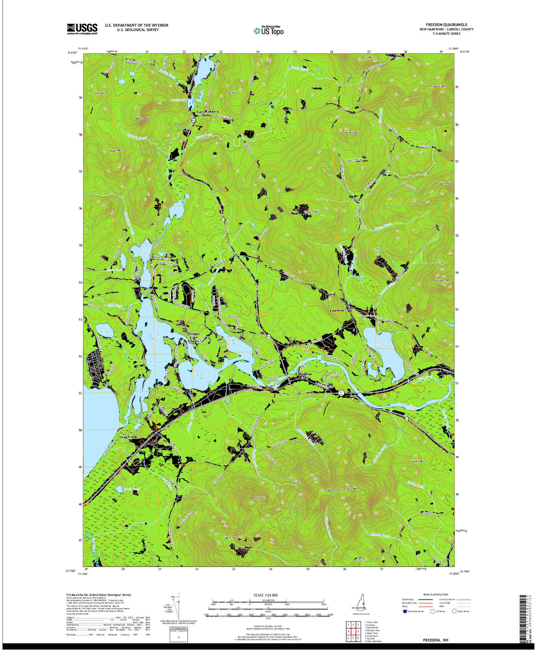 USGS US TOPO 7.5-MINUTE MAP FOR FREEDOM, NH 2018