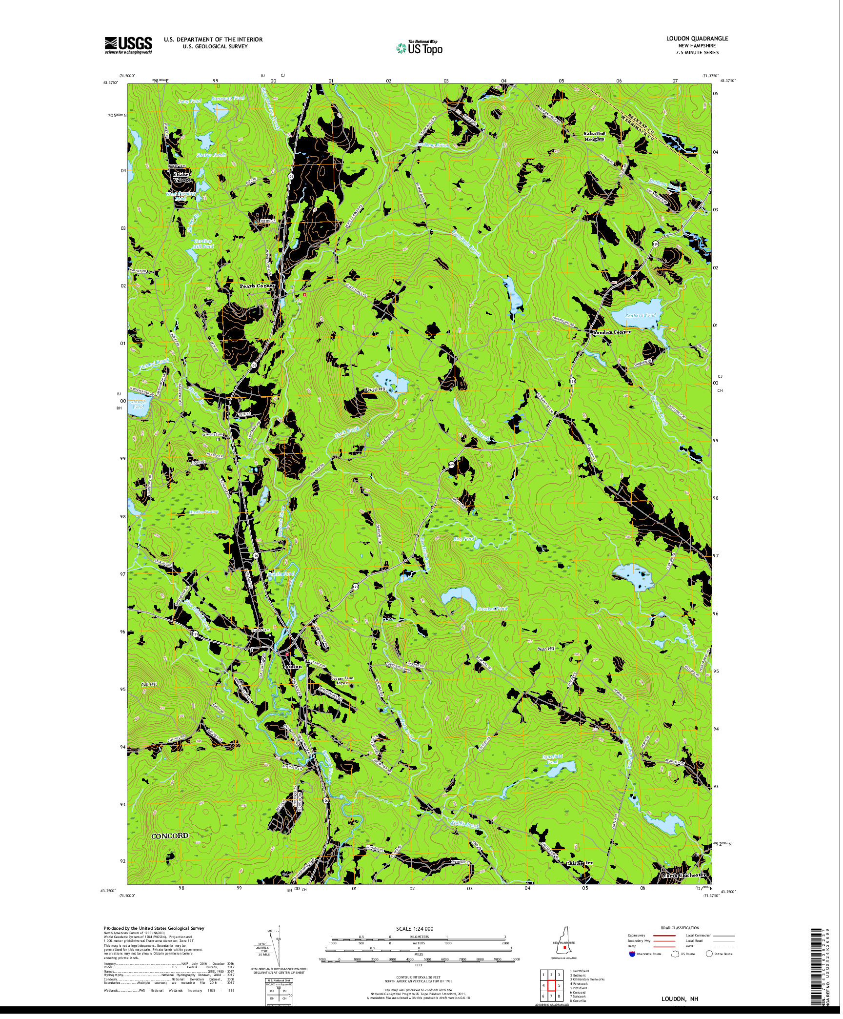 USGS US TOPO 7.5-MINUTE MAP FOR LOUDON, NH 2018