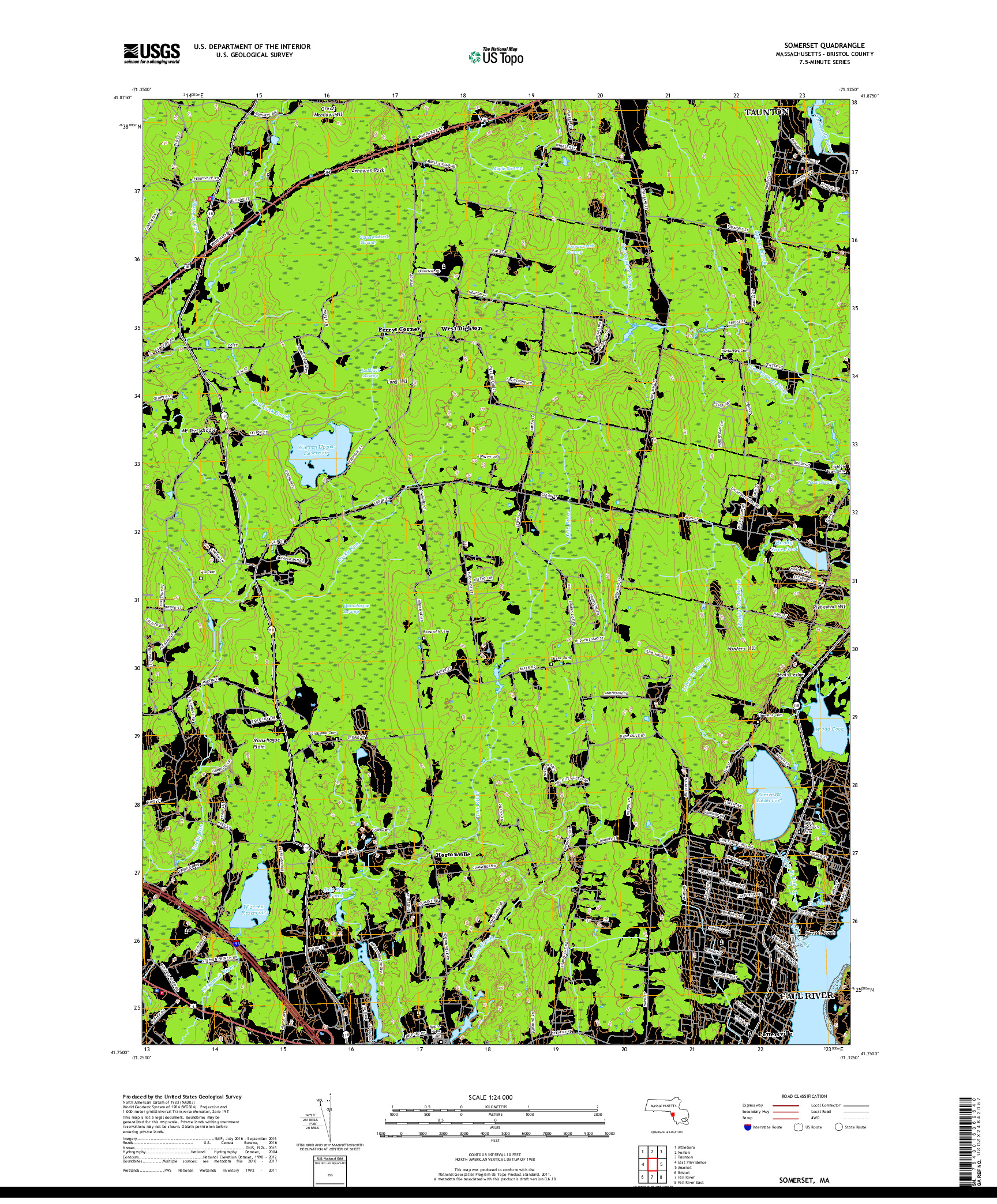 USGS US TOPO 7.5-MINUTE MAP FOR SOMERSET, MA 2018