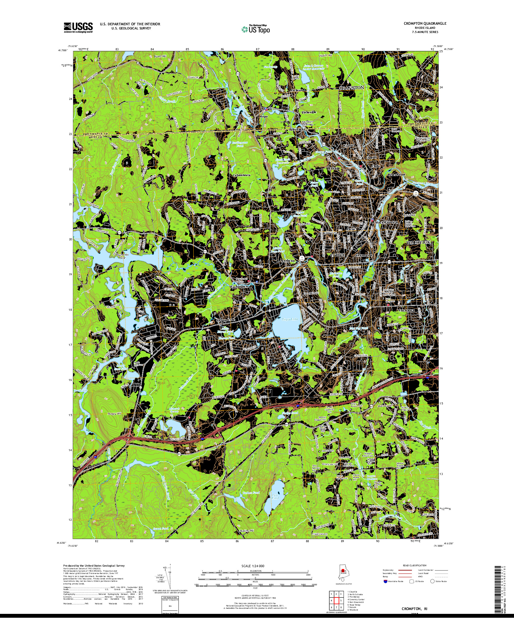 USGS US TOPO 7.5-MINUTE MAP FOR CROMPTON, RI 2018
