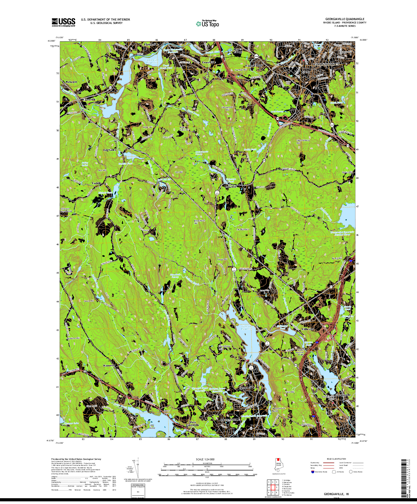 USGS US TOPO 7.5-MINUTE MAP FOR GEORGIAVILLE, RI 2018