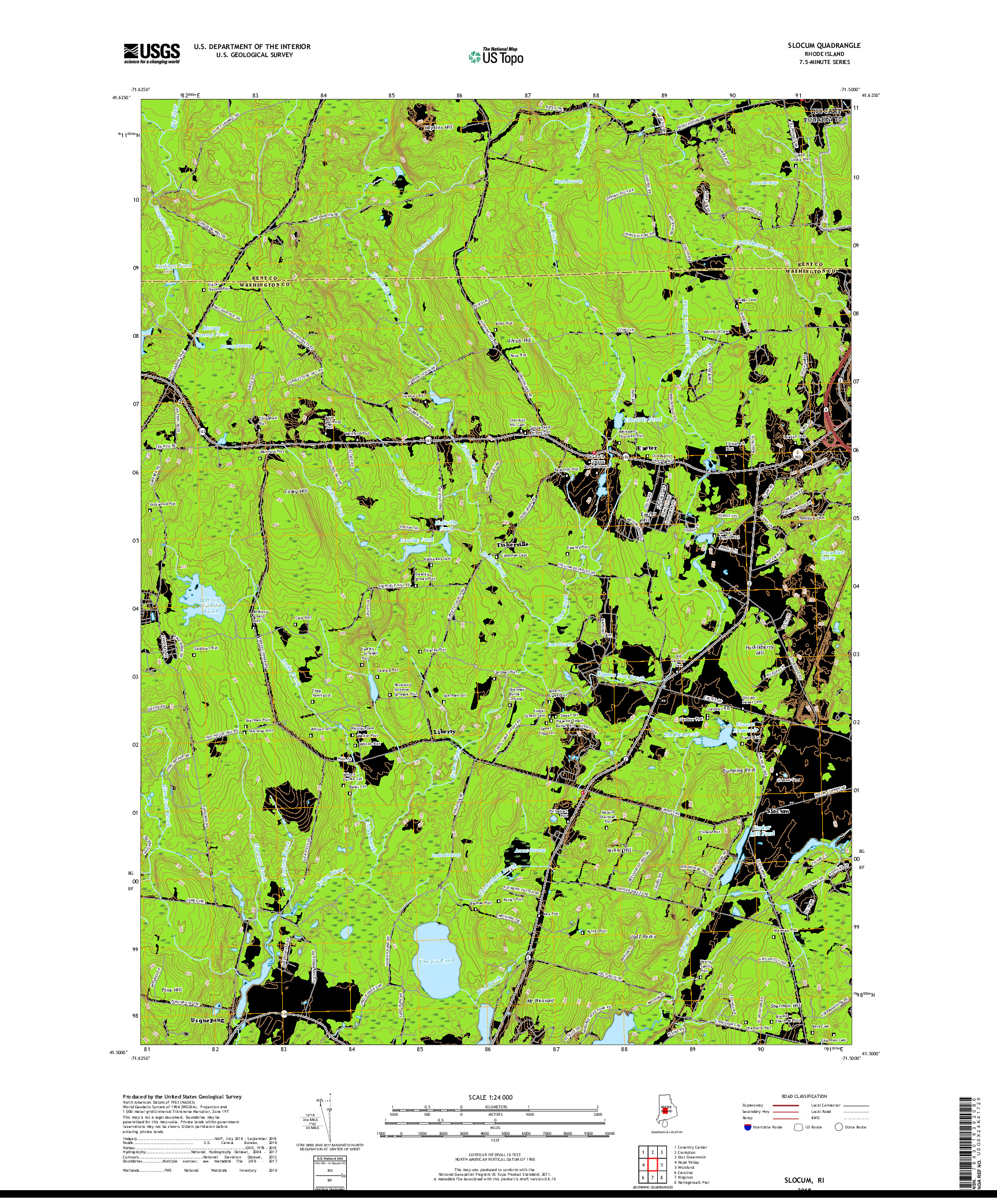 USGS US TOPO 7.5-MINUTE MAP FOR SLOCUM, RI 2018