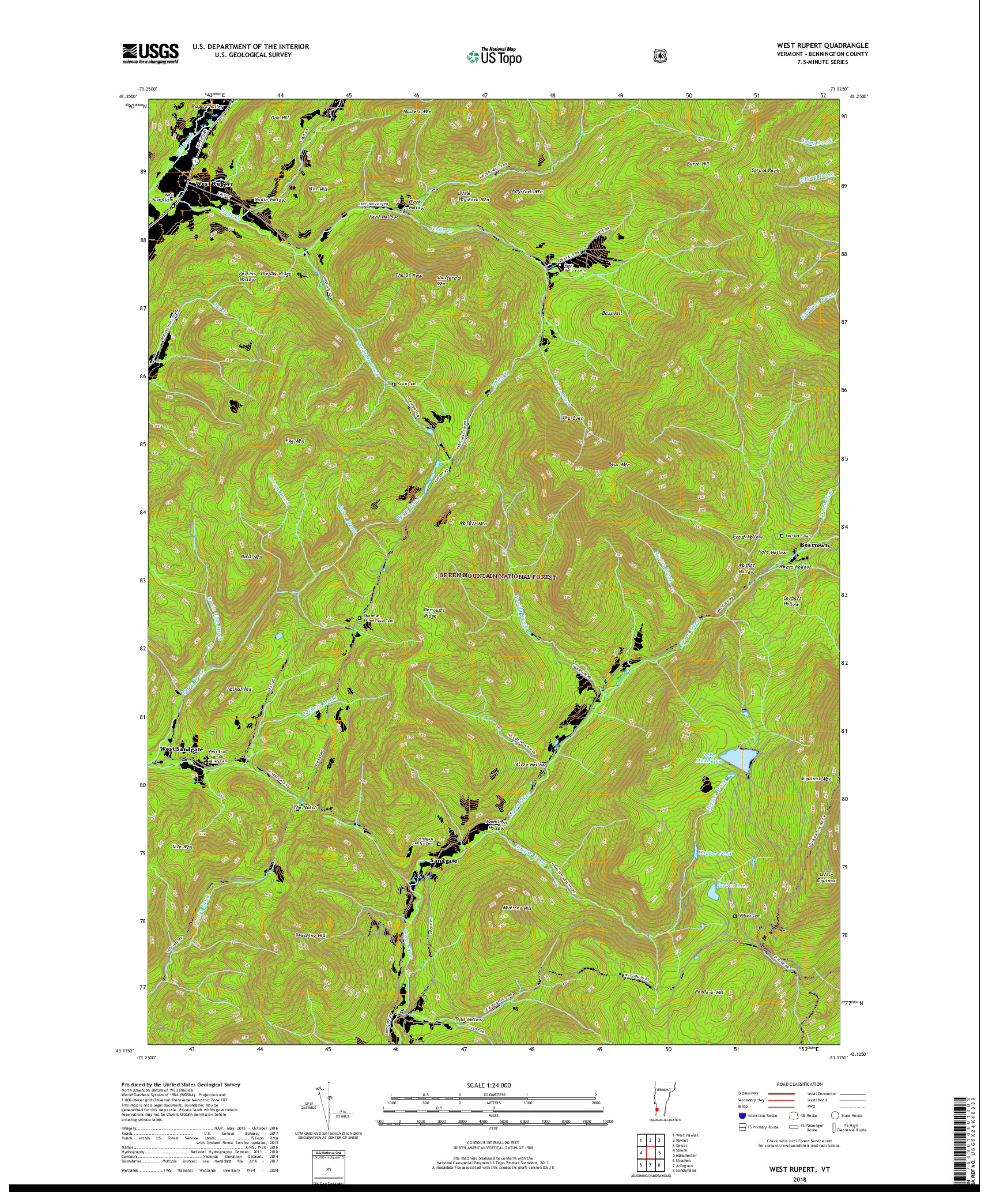 USGS US TOPO 7.5-MINUTE MAP FOR WEST RUPERT, VT 2018