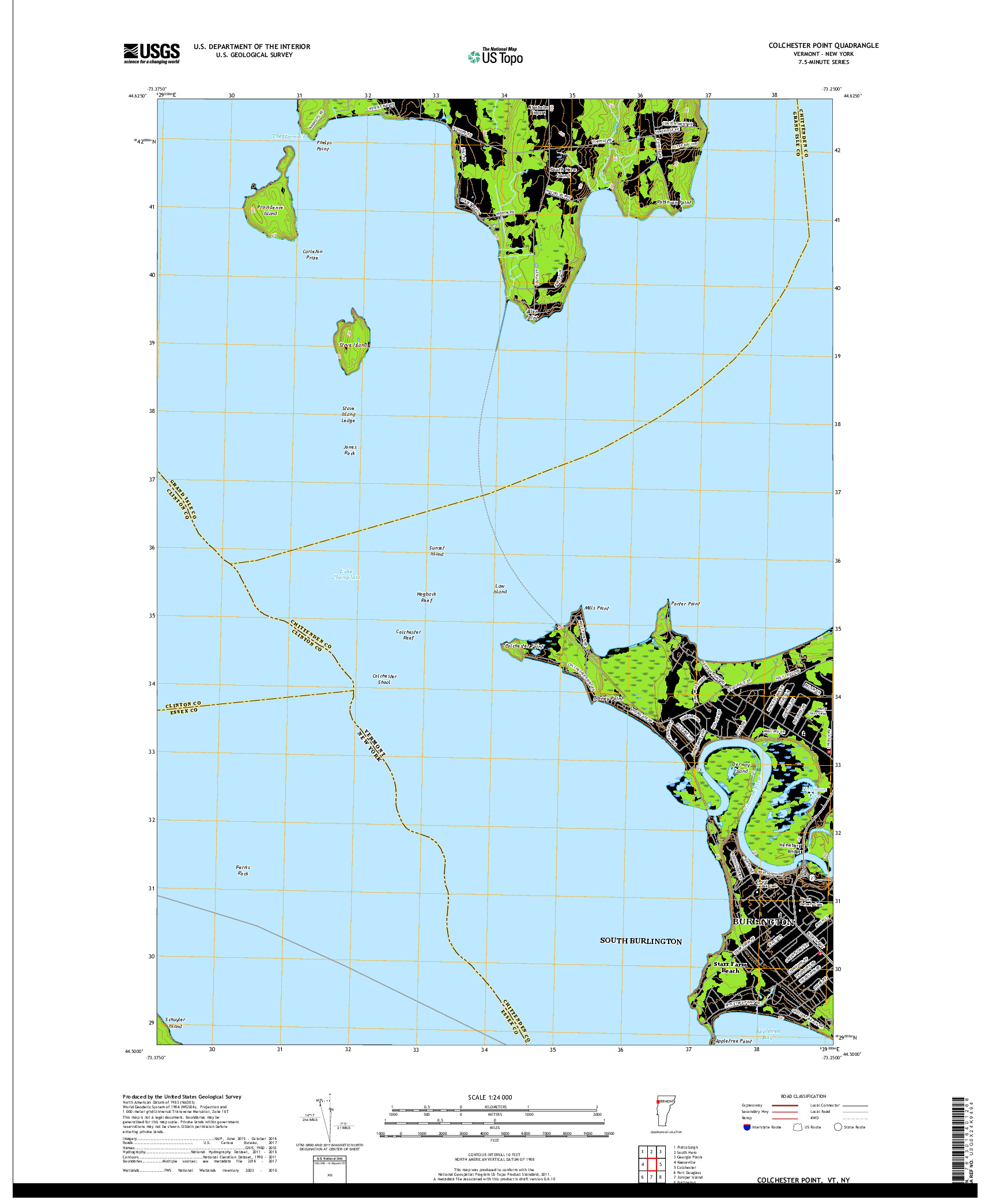 USGS US TOPO 7.5-MINUTE MAP FOR COLCHESTER POINT, VT,NY 2018