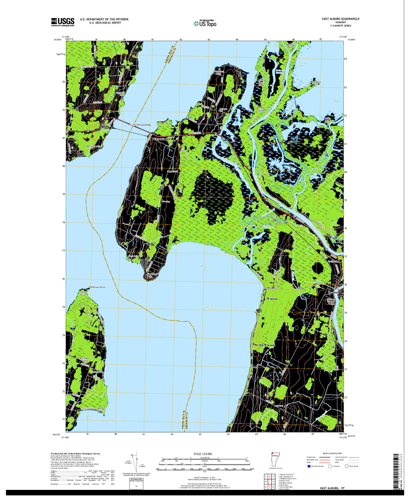 USGS US TOPO 7.5-MINUTE MAP FOR EAST ALBURG, VT 2018