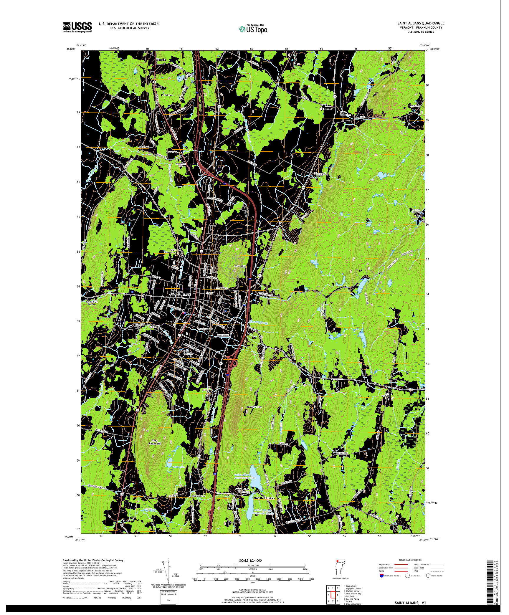 USGS US TOPO 7.5-MINUTE MAP FOR SAINT ALBANS, VT 2018