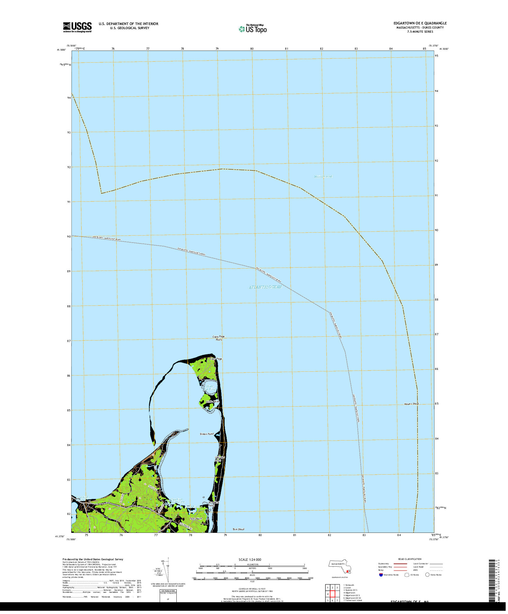 USGS US TOPO 7.5-MINUTE MAP FOR EDGARTOWN OE E, MA 2018