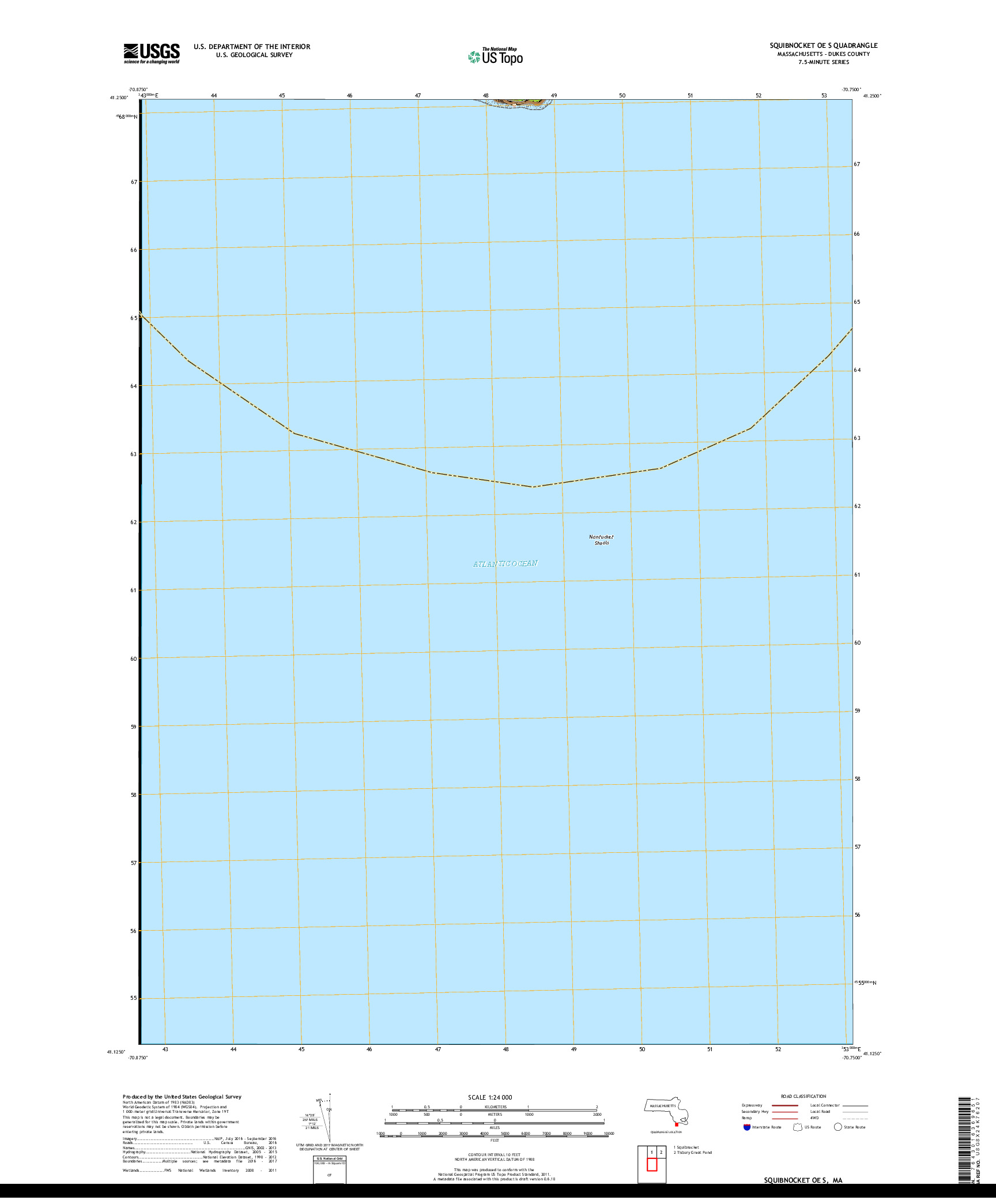 USGS US TOPO 7.5-MINUTE MAP FOR SQUIBNOCKET OE S, MA 2018