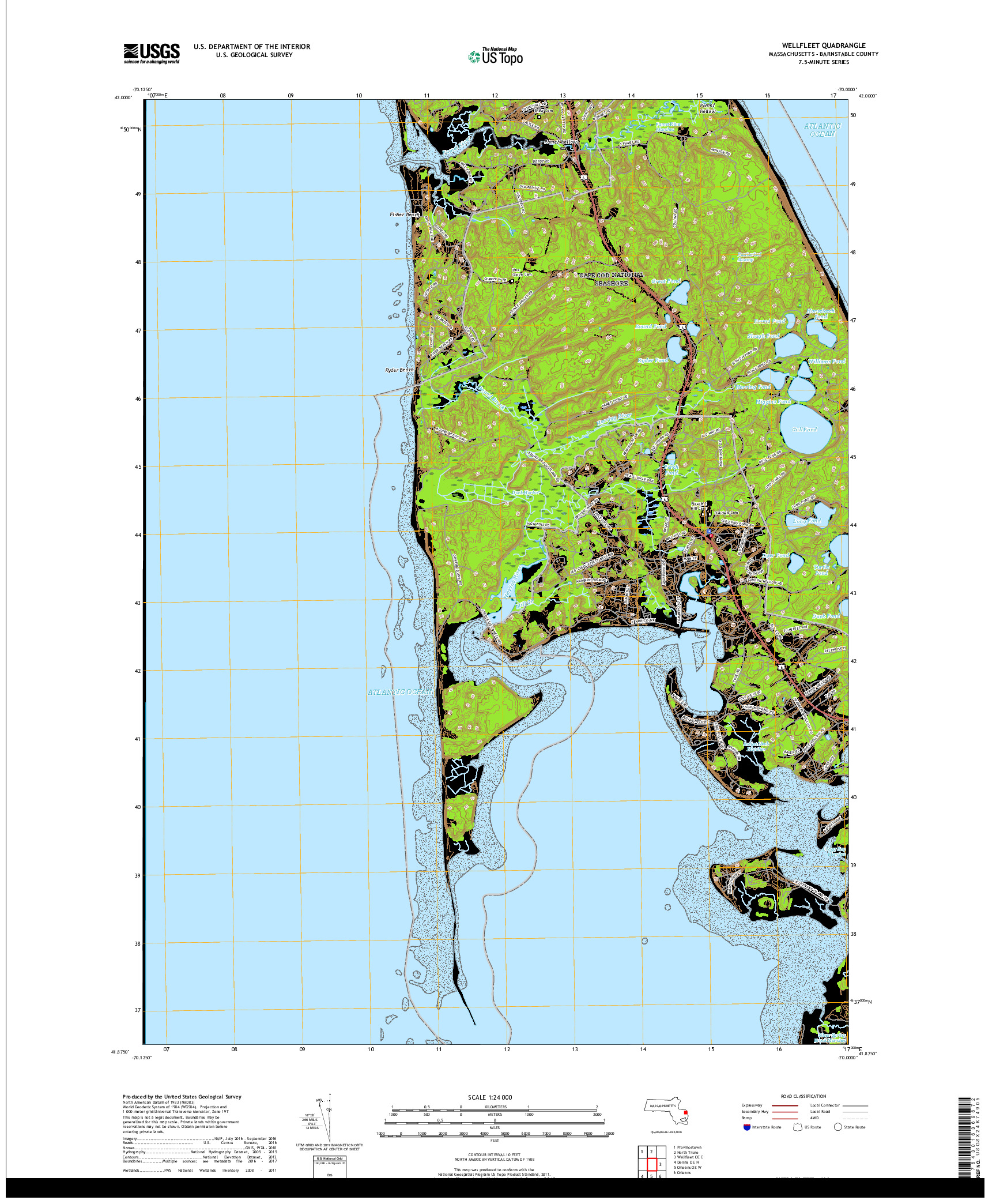 USGS US TOPO 7.5-MINUTE MAP FOR WELLFLEET, MA 2018