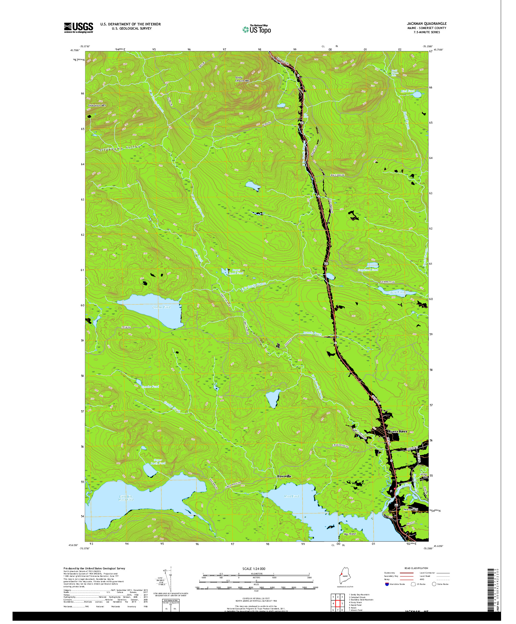 USGS US TOPO 7.5-MINUTE MAP FOR JACKMAN, ME 2018