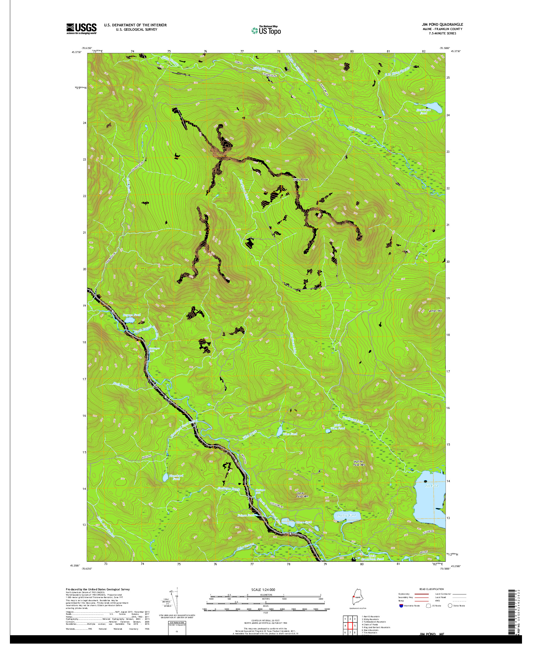 USGS US TOPO 7.5-MINUTE MAP FOR JIM POND, ME 2018