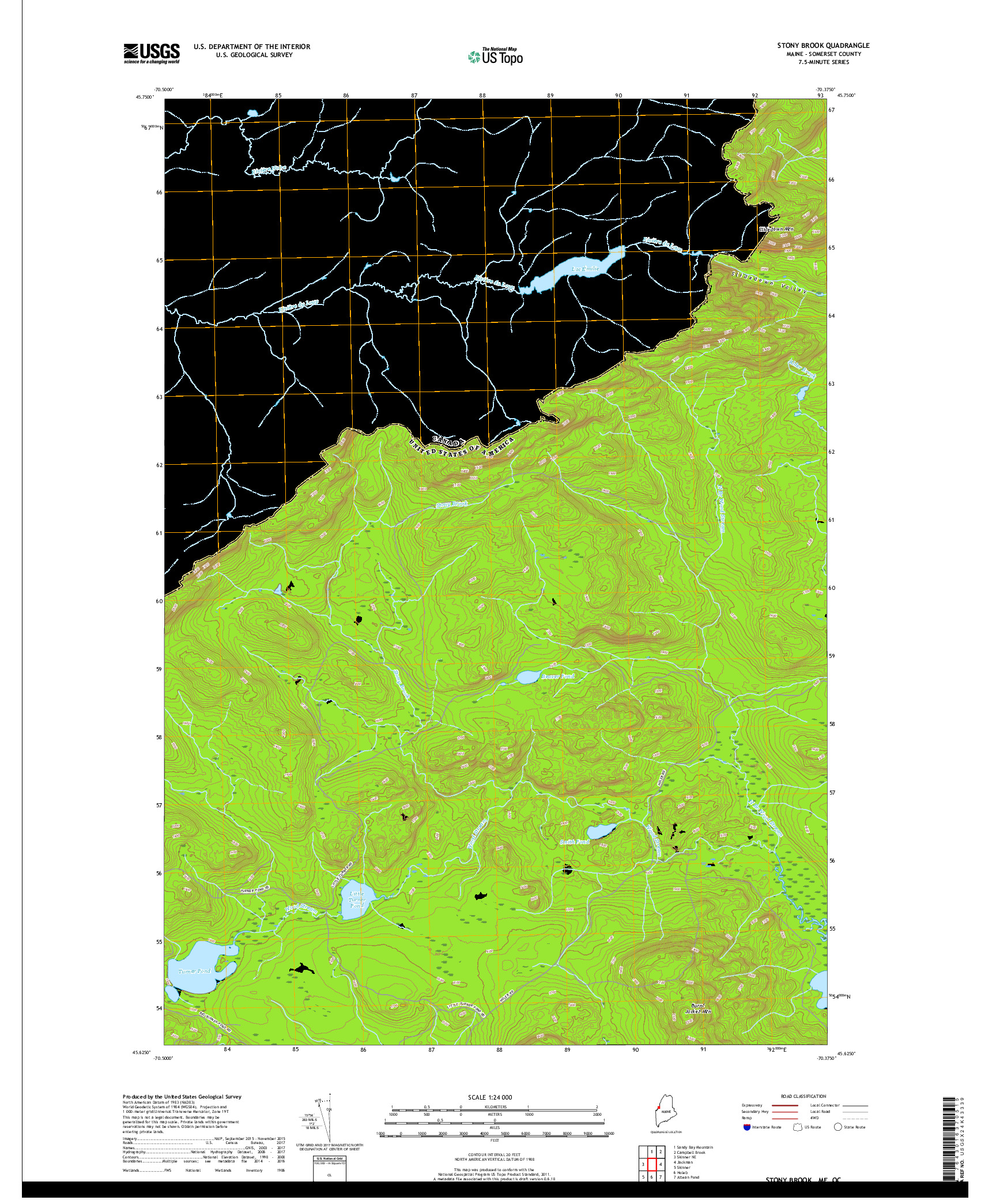 USGS US TOPO 7.5-MINUTE MAP FOR STONY BROOK, ME,QC 2018