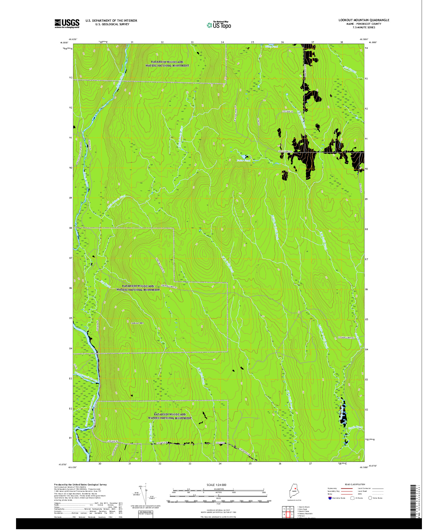 USGS US TOPO 7.5-MINUTE MAP FOR LOOKOUT MOUNTAIN, ME 2018