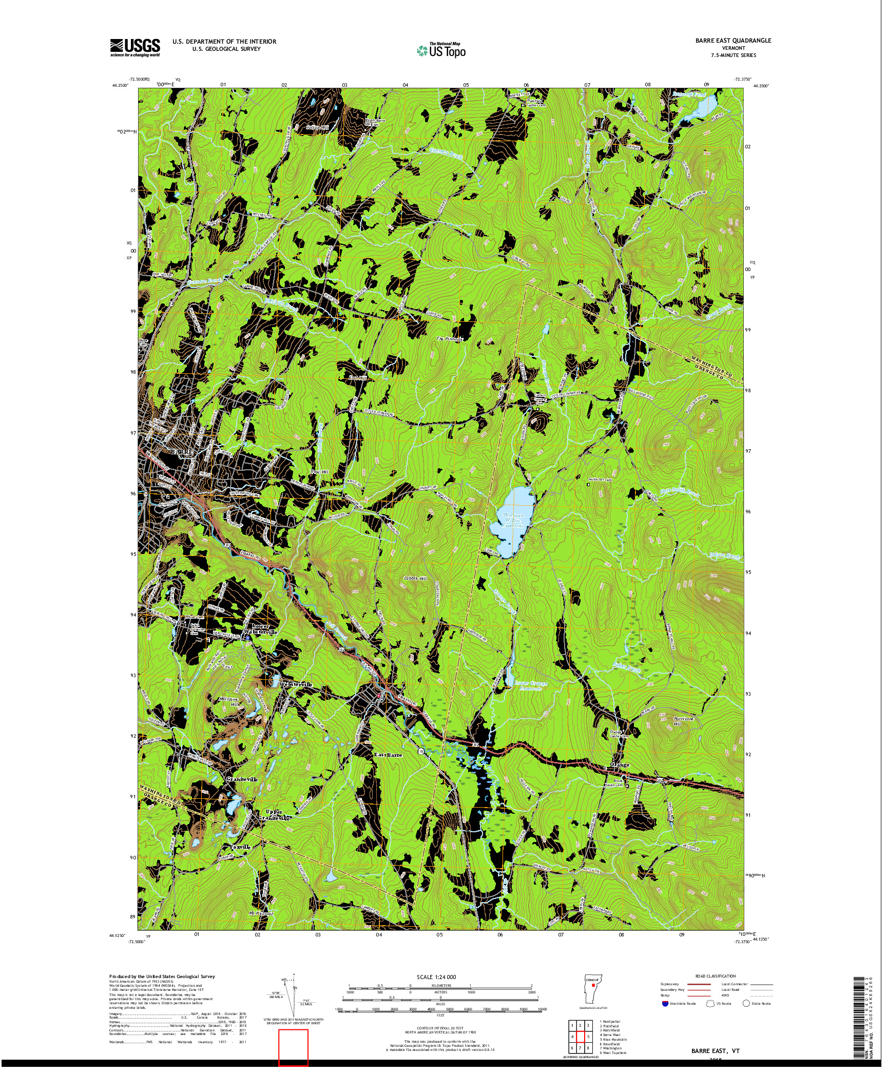 USGS US TOPO 7.5-MINUTE MAP FOR BARRE EAST, VT 2018