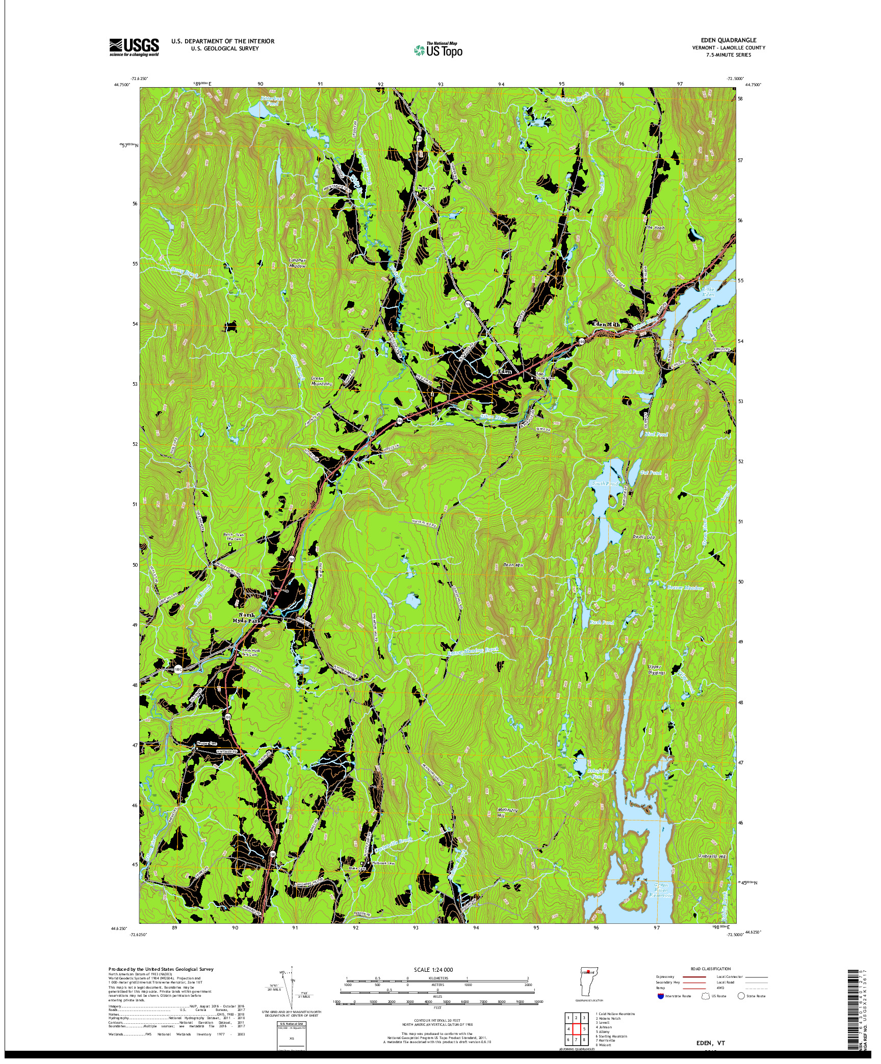 USGS US TOPO 7.5-MINUTE MAP FOR EDEN, VT 2018