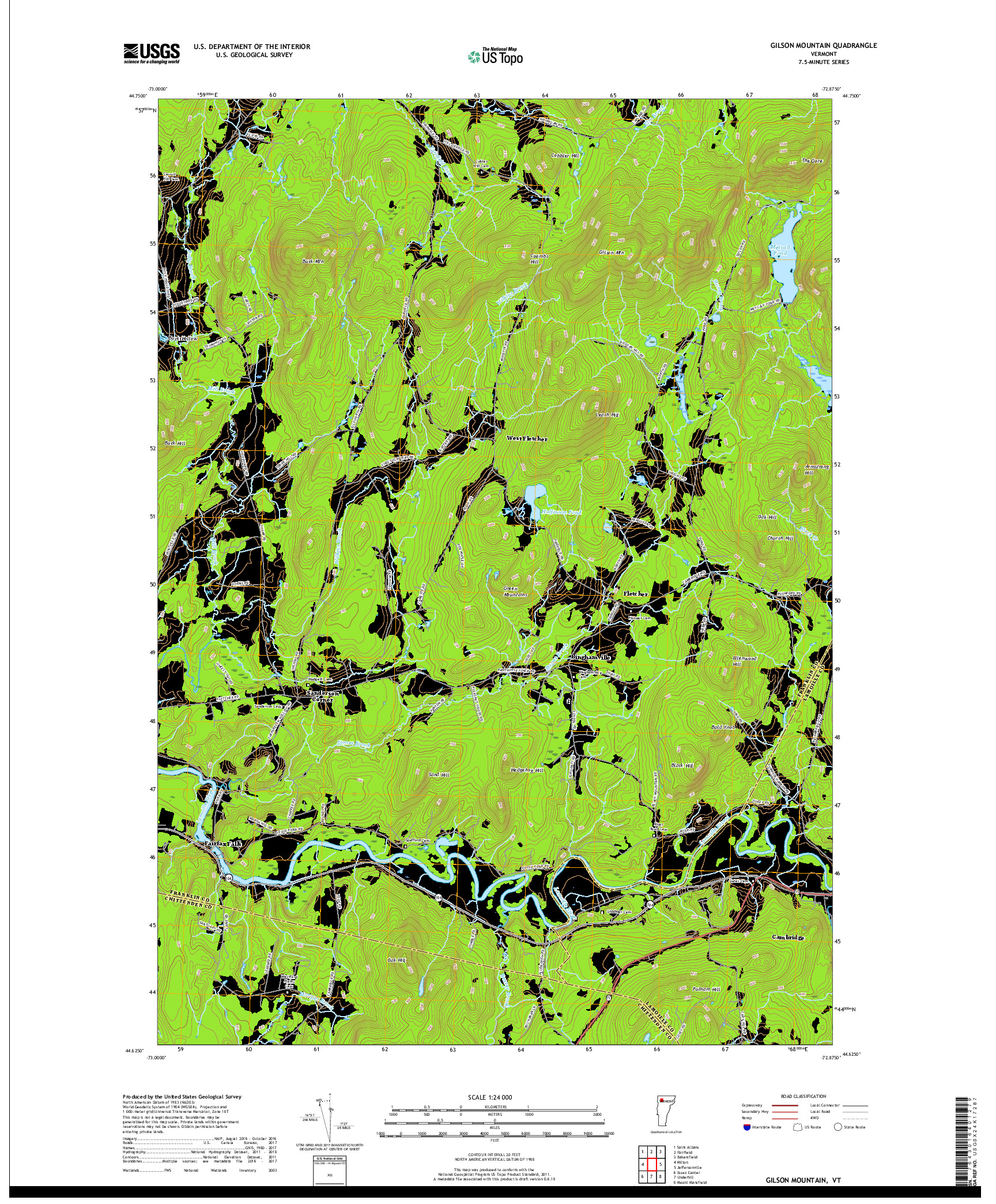 USGS US TOPO 7.5-MINUTE MAP FOR GILSON MOUNTAIN, VT 2018