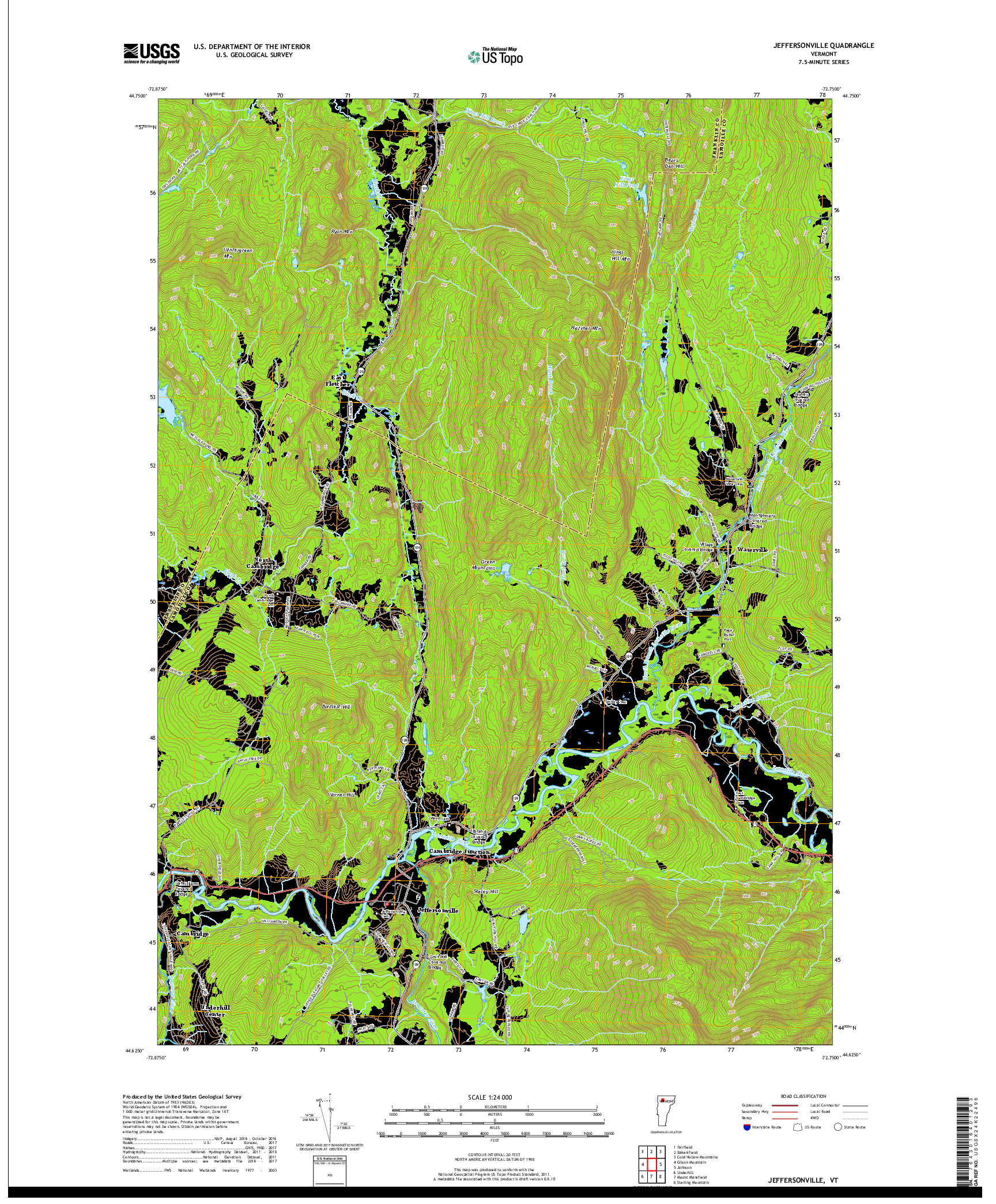 USGS US TOPO 7.5-MINUTE MAP FOR JEFFERSONVILLE, VT 2018