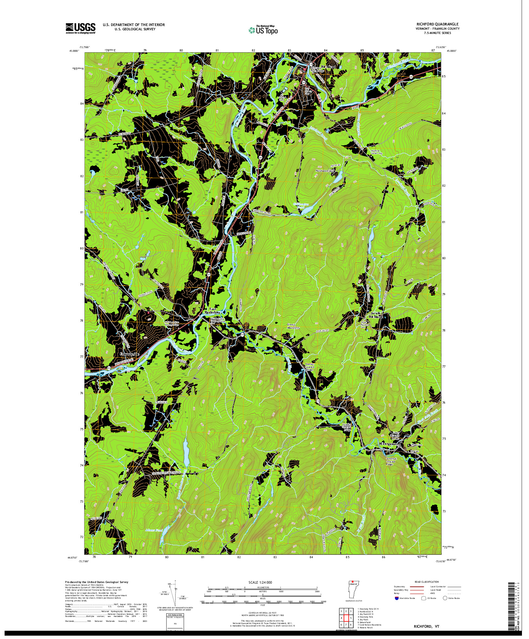 USGS US TOPO 7.5-MINUTE MAP FOR RICHFORD, VT 2018