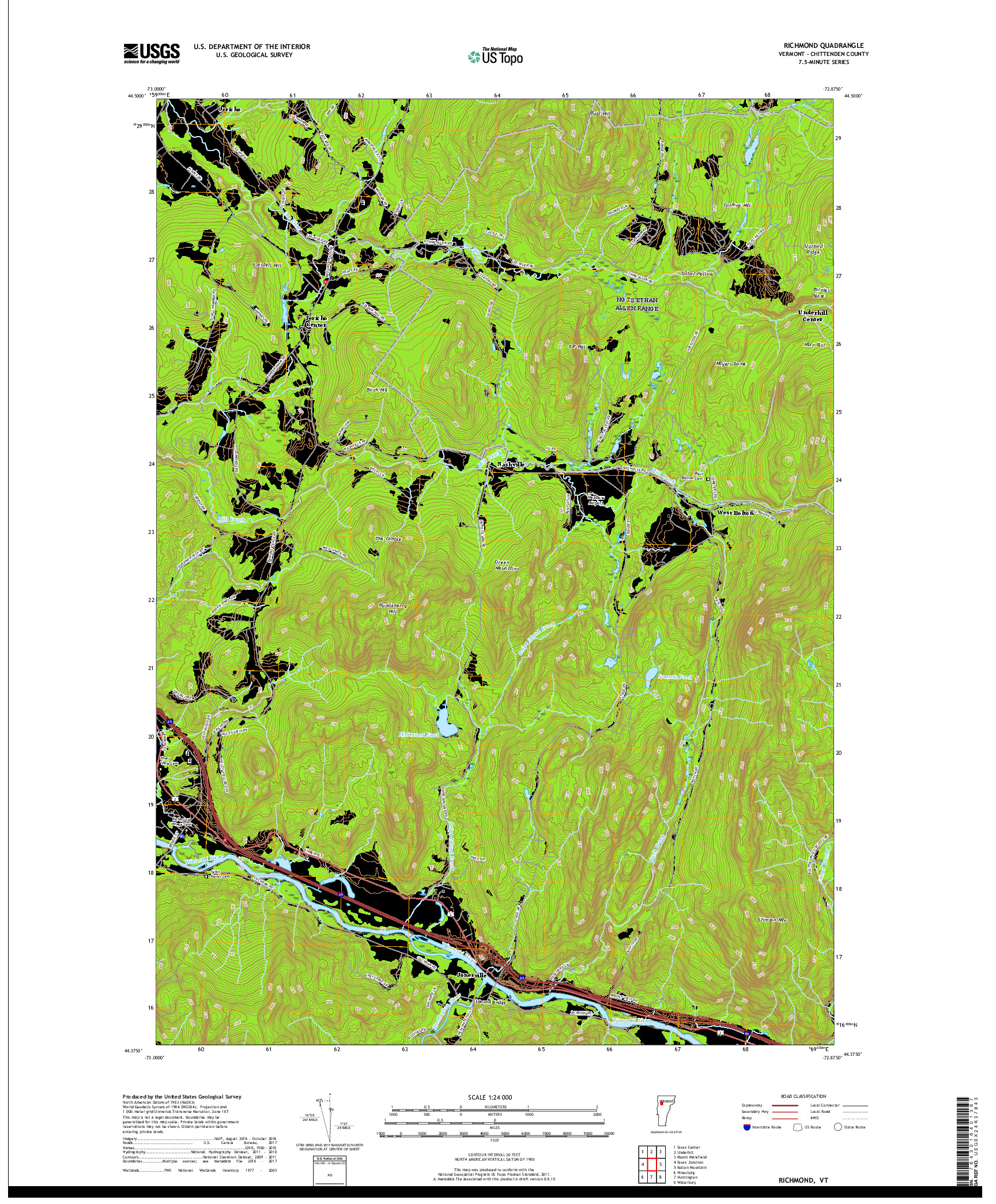 USGS US TOPO 7.5-MINUTE MAP FOR RICHMOND, VT 2018