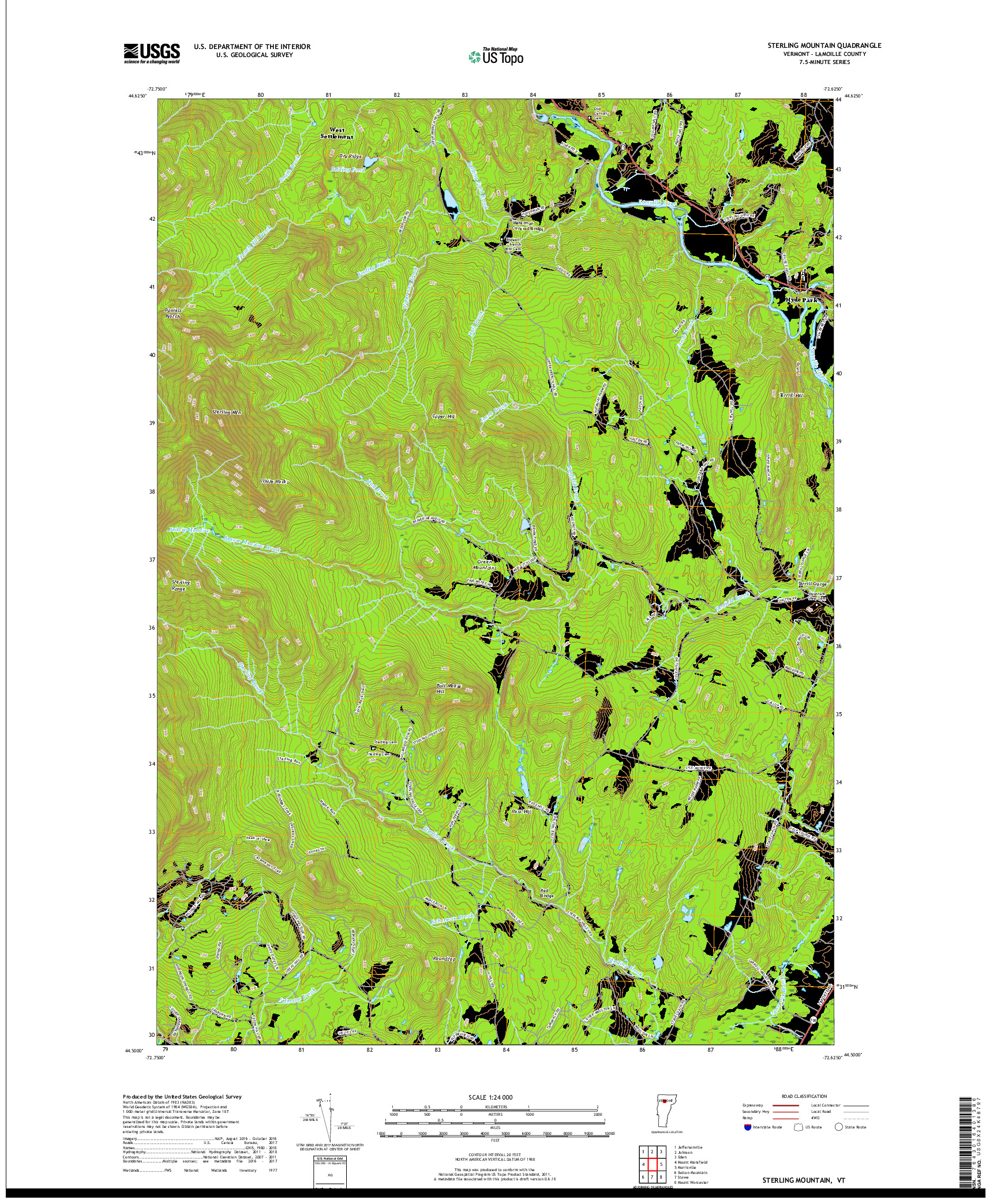 USGS US TOPO 7.5-MINUTE MAP FOR STERLING MOUNTAIN, VT 2018