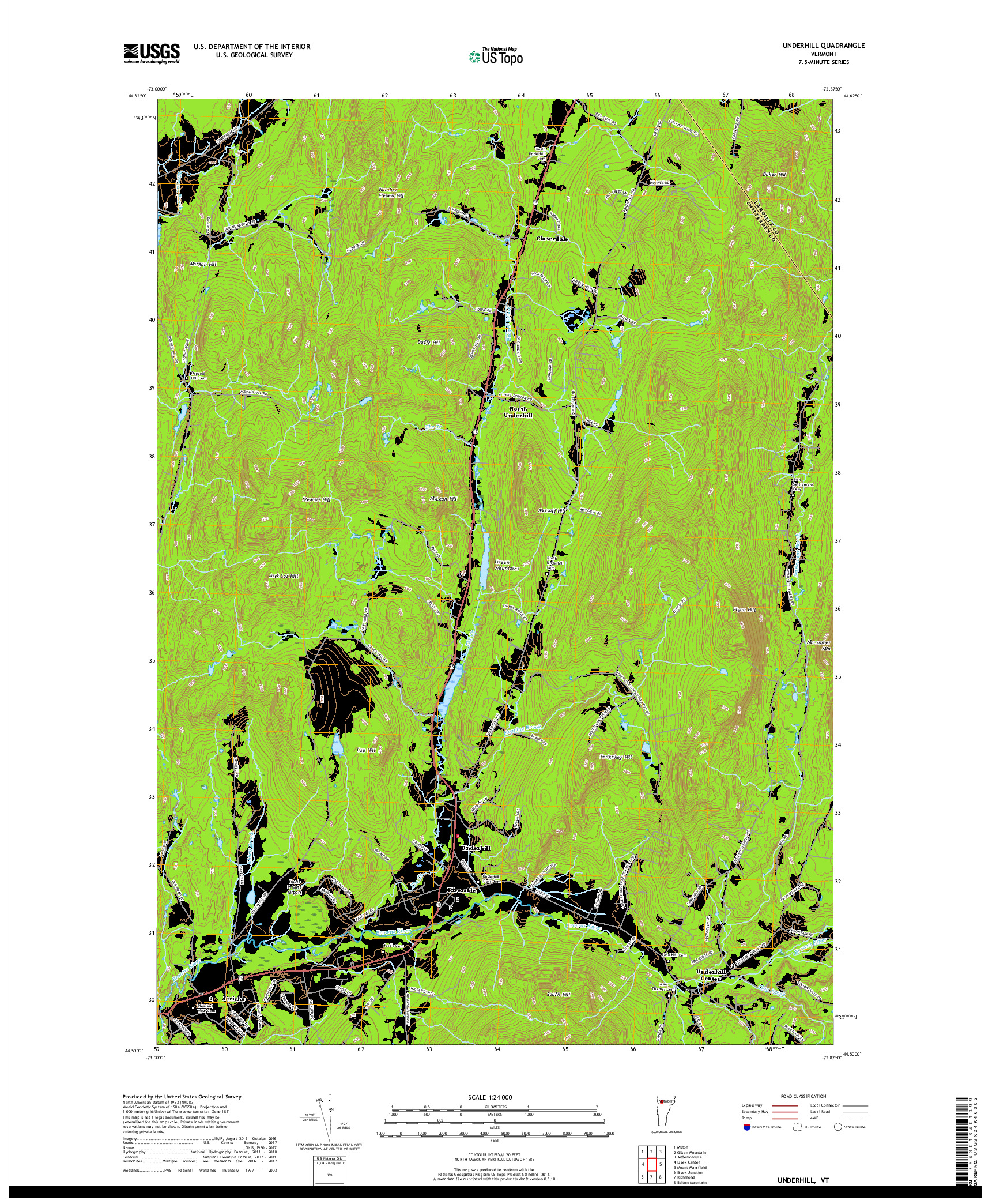 USGS US TOPO 7.5-MINUTE MAP FOR UNDERHILL, VT 2018